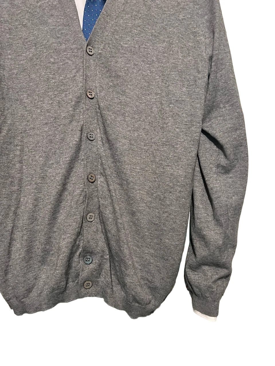 Suitsupply SUITSUPPLY Cotton Cashmere Grey V-Neck Cardigan Size US S / EU 44-46 / 1 - 5 Thumbnail