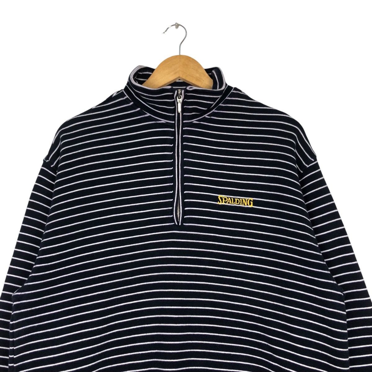 Japanese Brand × Spalding × Vintage Striped Vintage Spalding Jumper Half Zip Streetwear Rare Size US M / EU 48-50 / 2 - 2 Thumbnail
