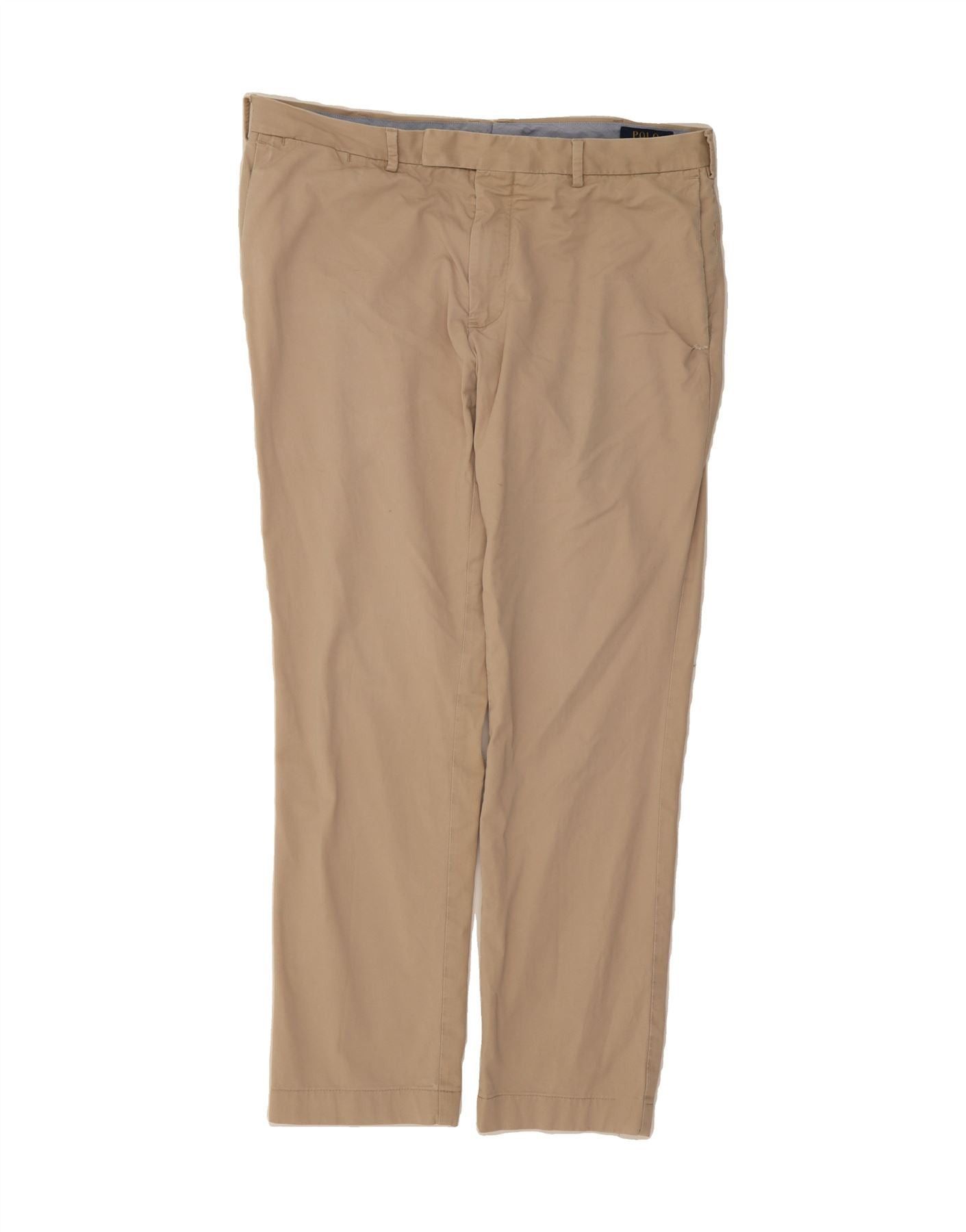 Polo Ralph Lauren Mens Stretch Slim Fit Suit Trousers W36 L34 Beige Cotton Size 36R - 1 Thumbnail