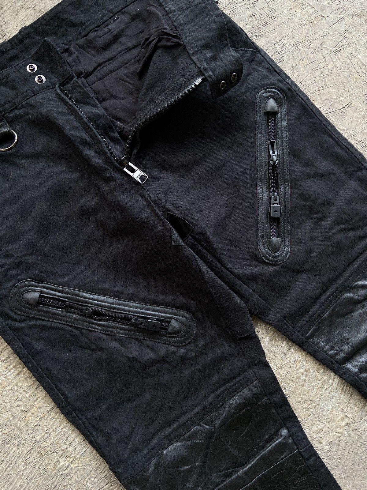 Japanese Brand 2000s P.D.W - Vkei Style Denim Leather Riders Pants Size US 33 - 5 Thumbnail