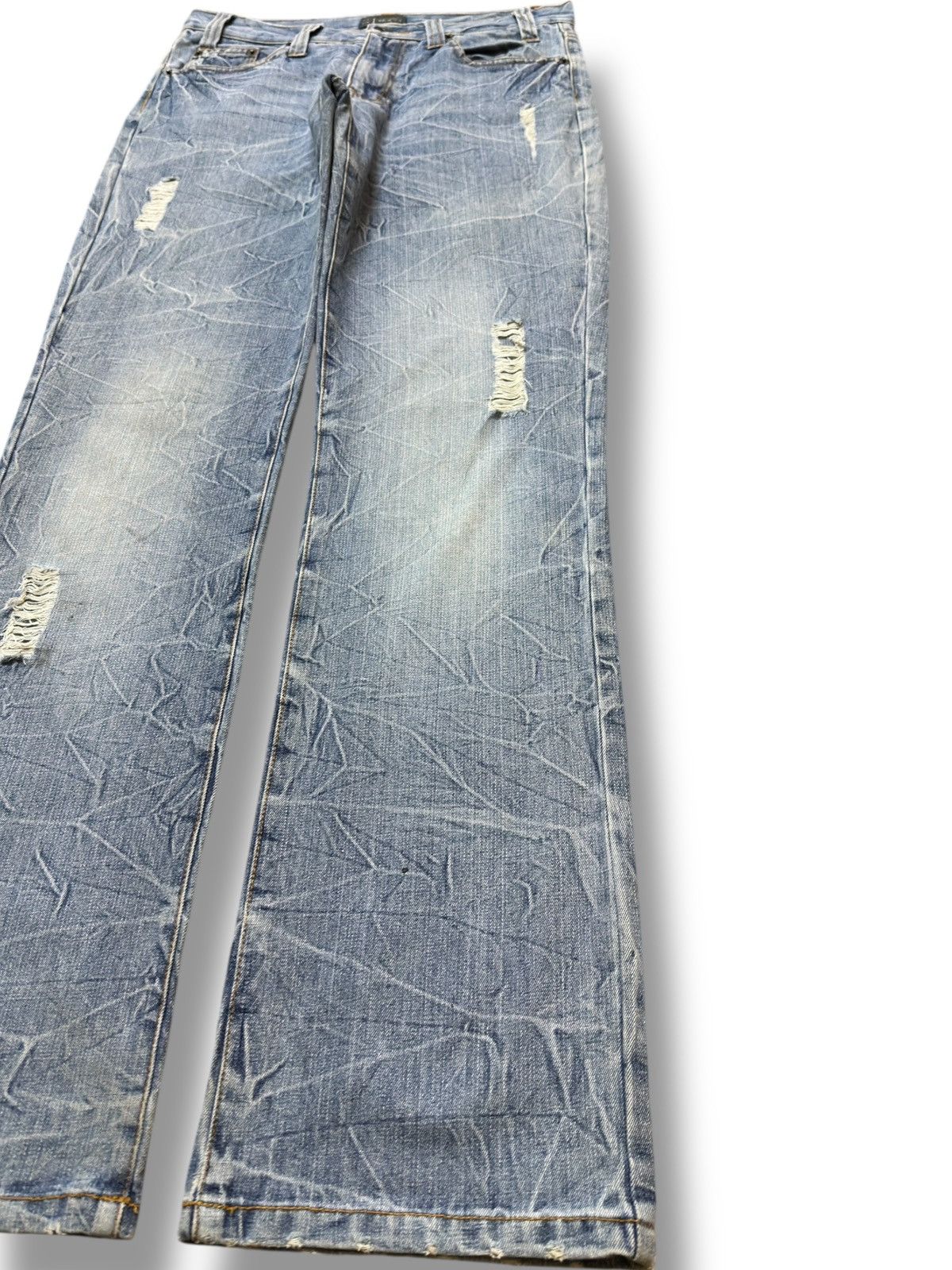 Le Grande Bleu (L.G.B.) Vintage Japanese Brand Honeycomb Faded Distressed Denim Size US 31 - 4 Thumbnail