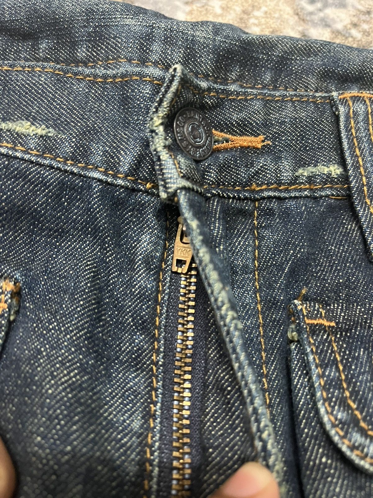 Japanese Brand Bartack Work Denim Jeans Pocket Tape
