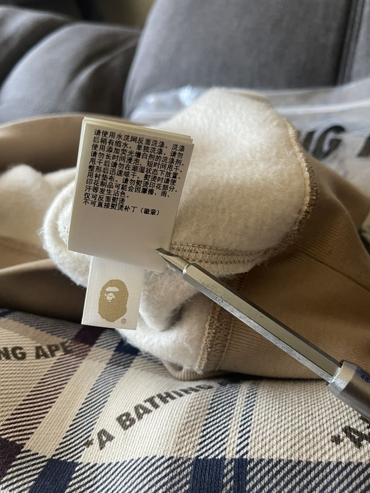 Bape BAPE A Bathing Ape Logo Check Pattern Crewneck Size US XL / EU 56 / 4 - 12 Thumbnail