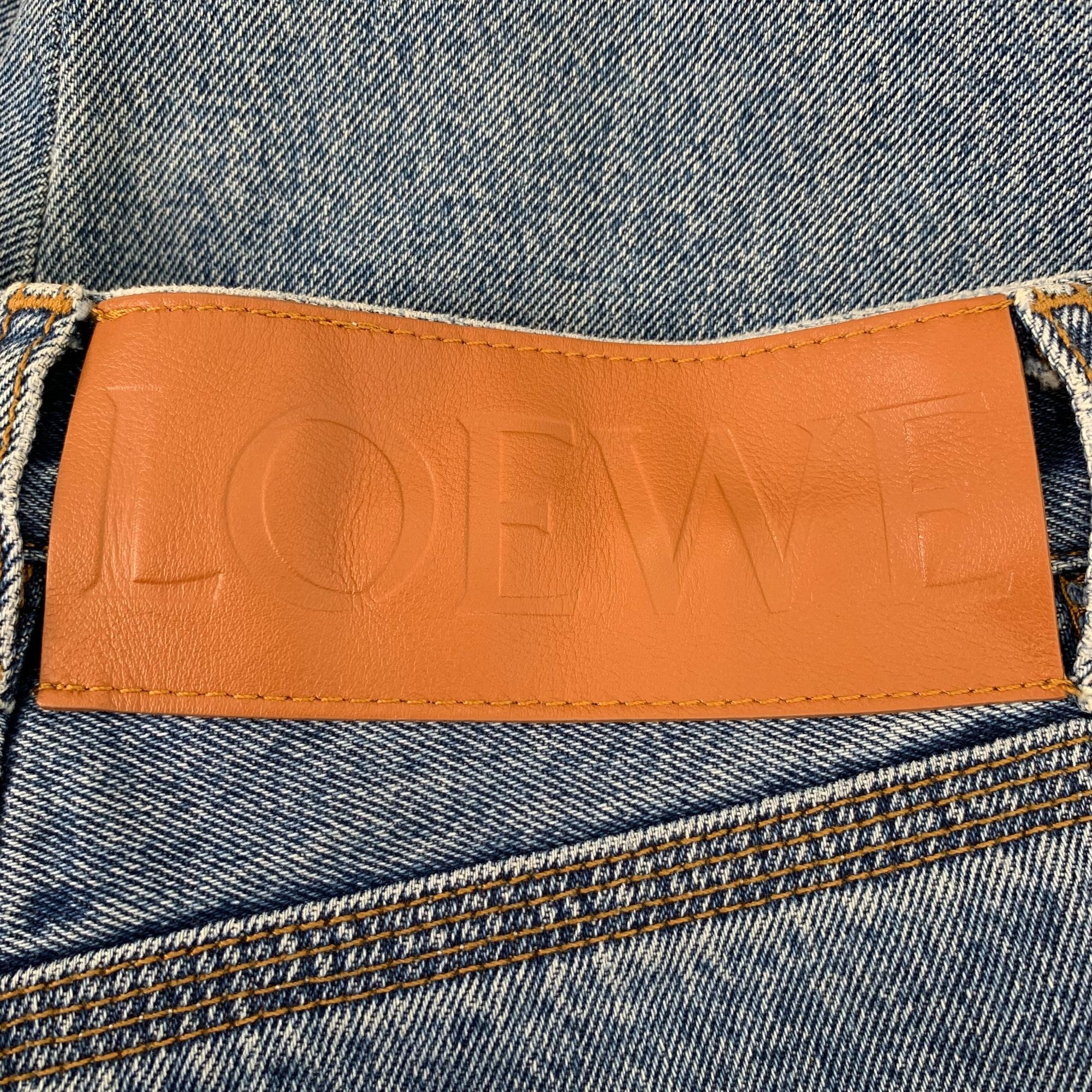 Loewe Loewe Blue Logo Embroidered Straight Leg Cotton Denim Trouse Size 32" / US 10 / IT 46 - 4 Thumbnail