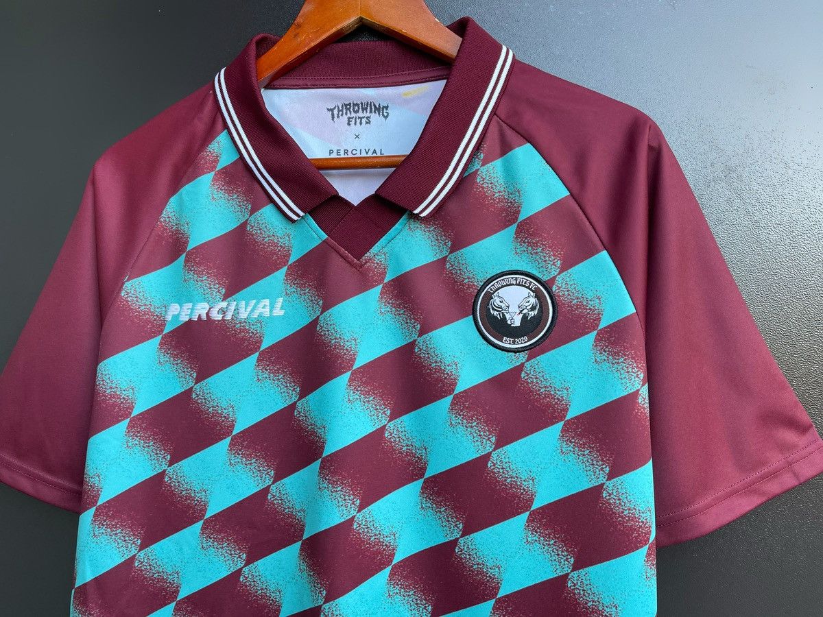 Throwing Fits Percival x Throwing Fits Football Shirt Jersey Burgundy Teal Size US L / EU 52-54 / 3 - 3 Thumbnail