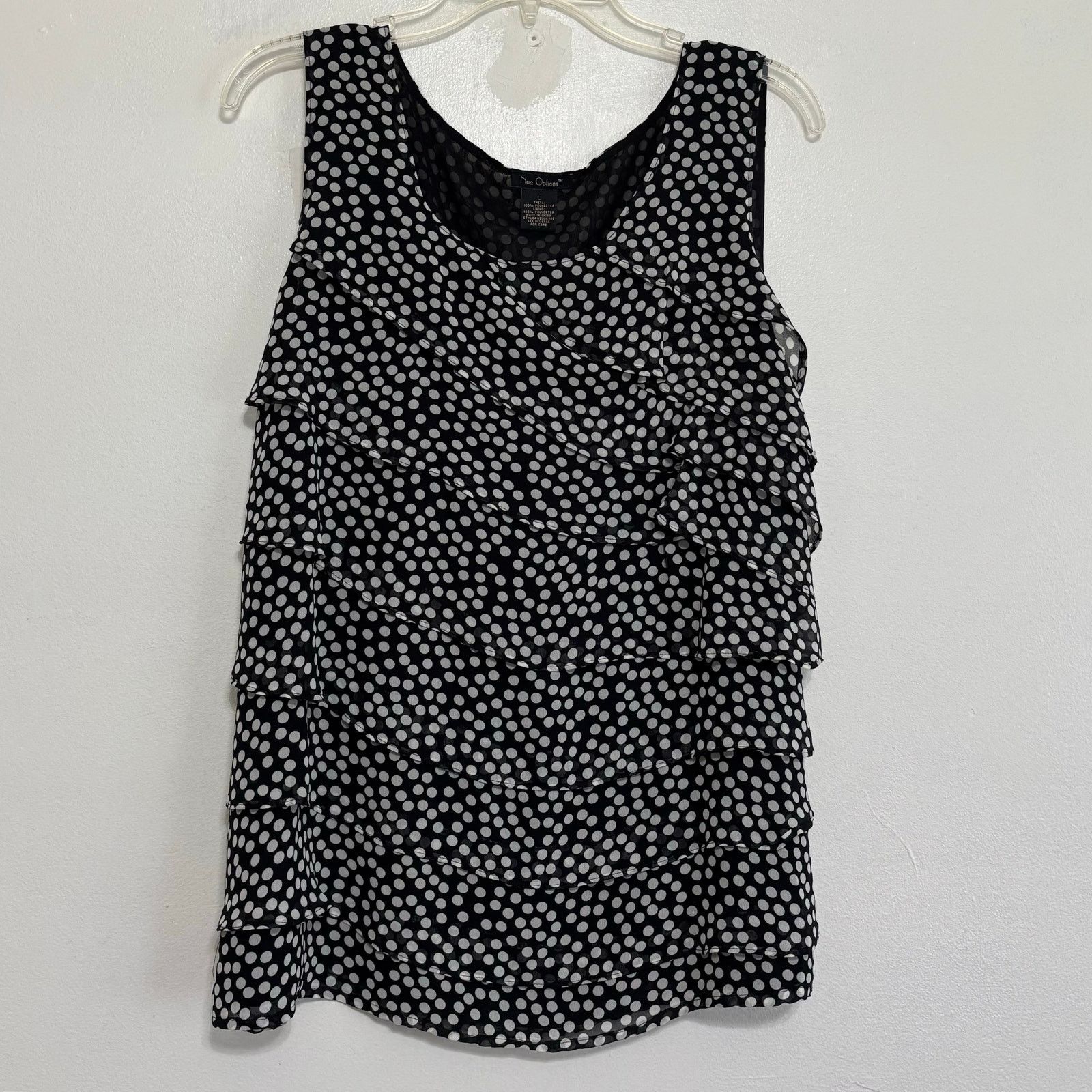 Other Nue Options Black & White Polka Dots Ruffle Tank Top Size L Size L / US 10 / IT 46 - 1 Thumbnail