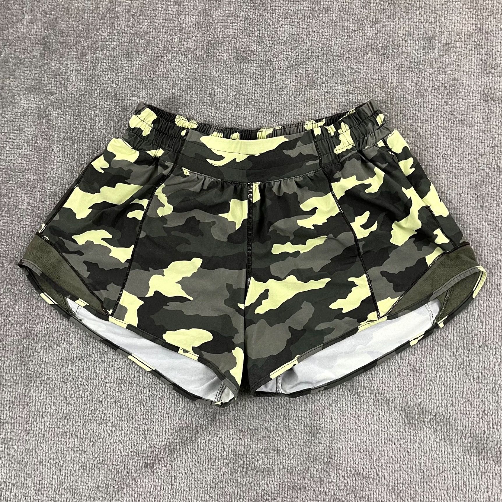 Lululemon VINTAGE LULULEMON Shorts Women 4 Regular Green Camo Lined 4" Inseam Speed Up Gym Running Activewear Womens Size 27" / US 4 / IT 40 - 3 Thumbnail