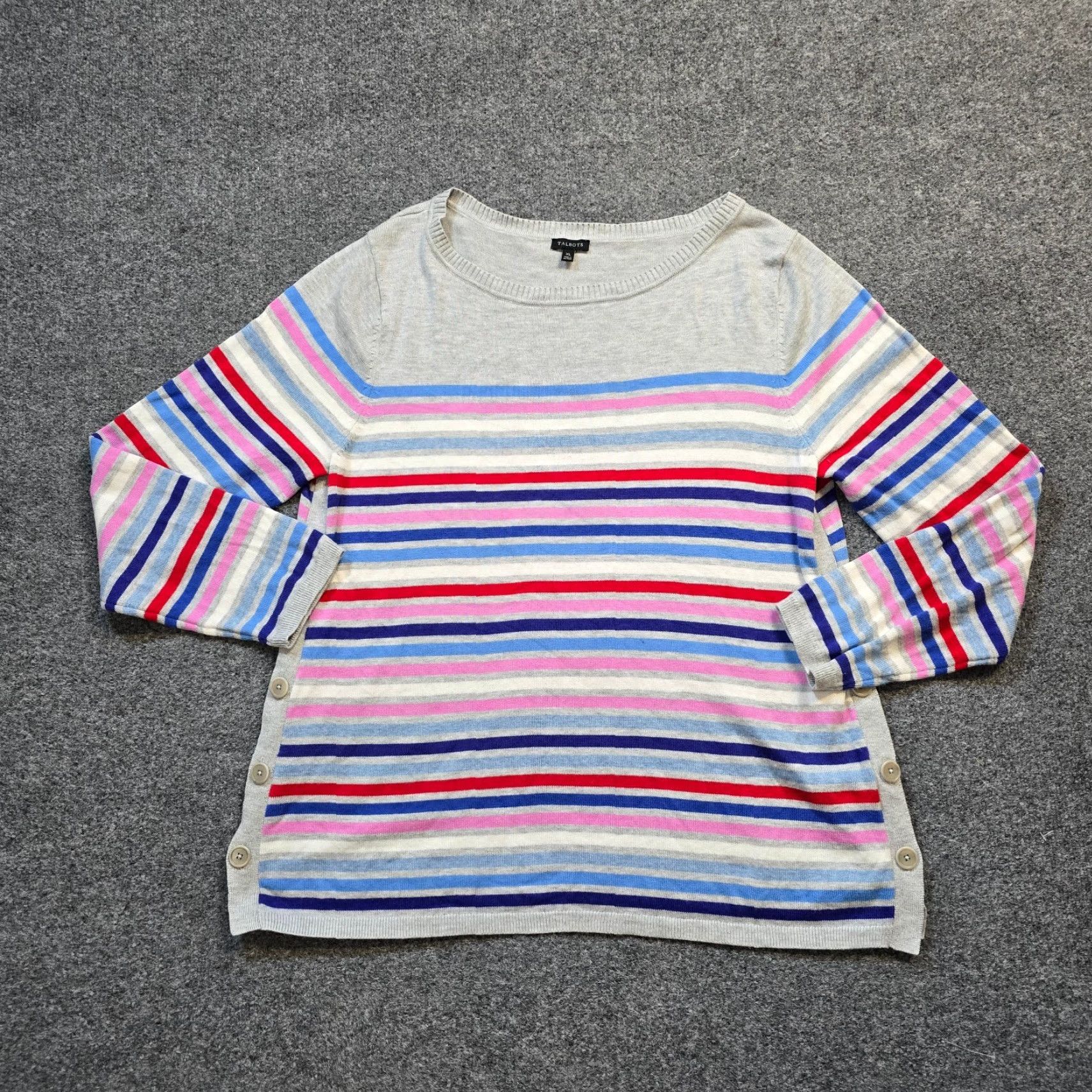 Talbots Talbots Sweater Womens Size XL Gray Rainbow Stripe Long Sleeve Casual Size XL / US 12-14 / IT 48-50 - 2 Thumbnail