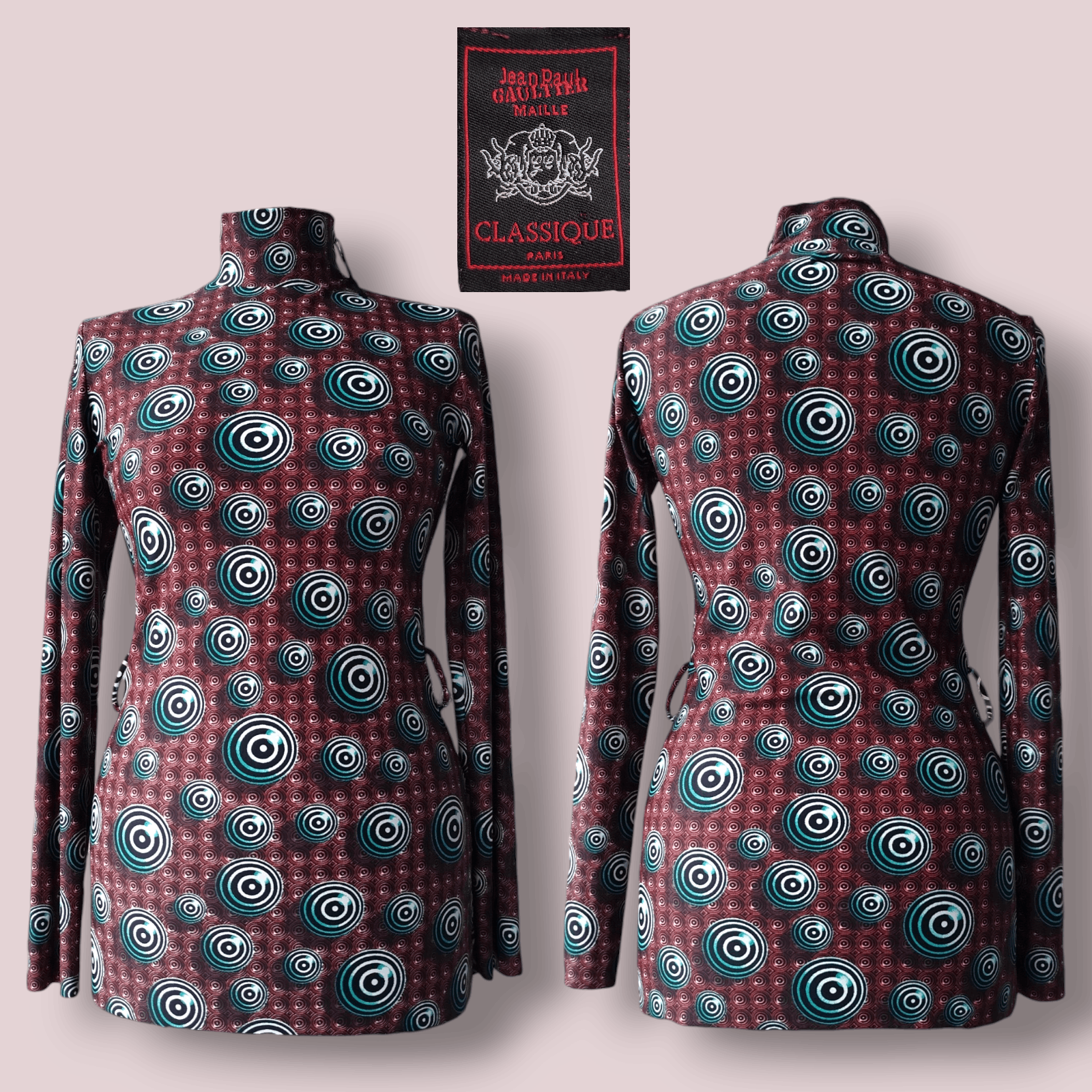 Jean Paul Gaultier Top Long Sleeve Op Art Circle Archive Vintage 90s Size S Size S / US 4 / IT 40 - 1 Thumbnail