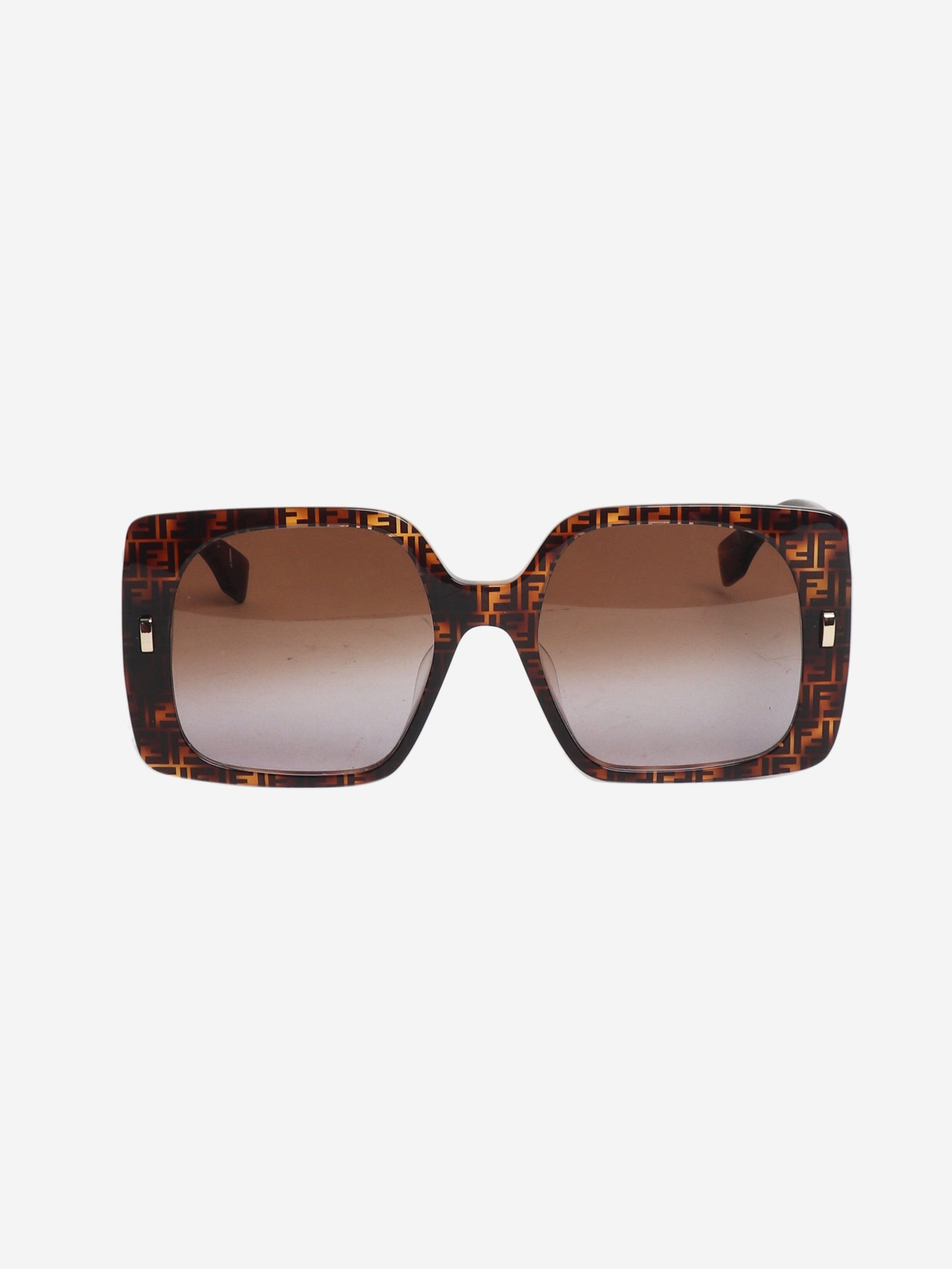 Fendi Brown FF tortoise shell square-frame sunglasses Size ONE SIZE - 1 Thumbnail