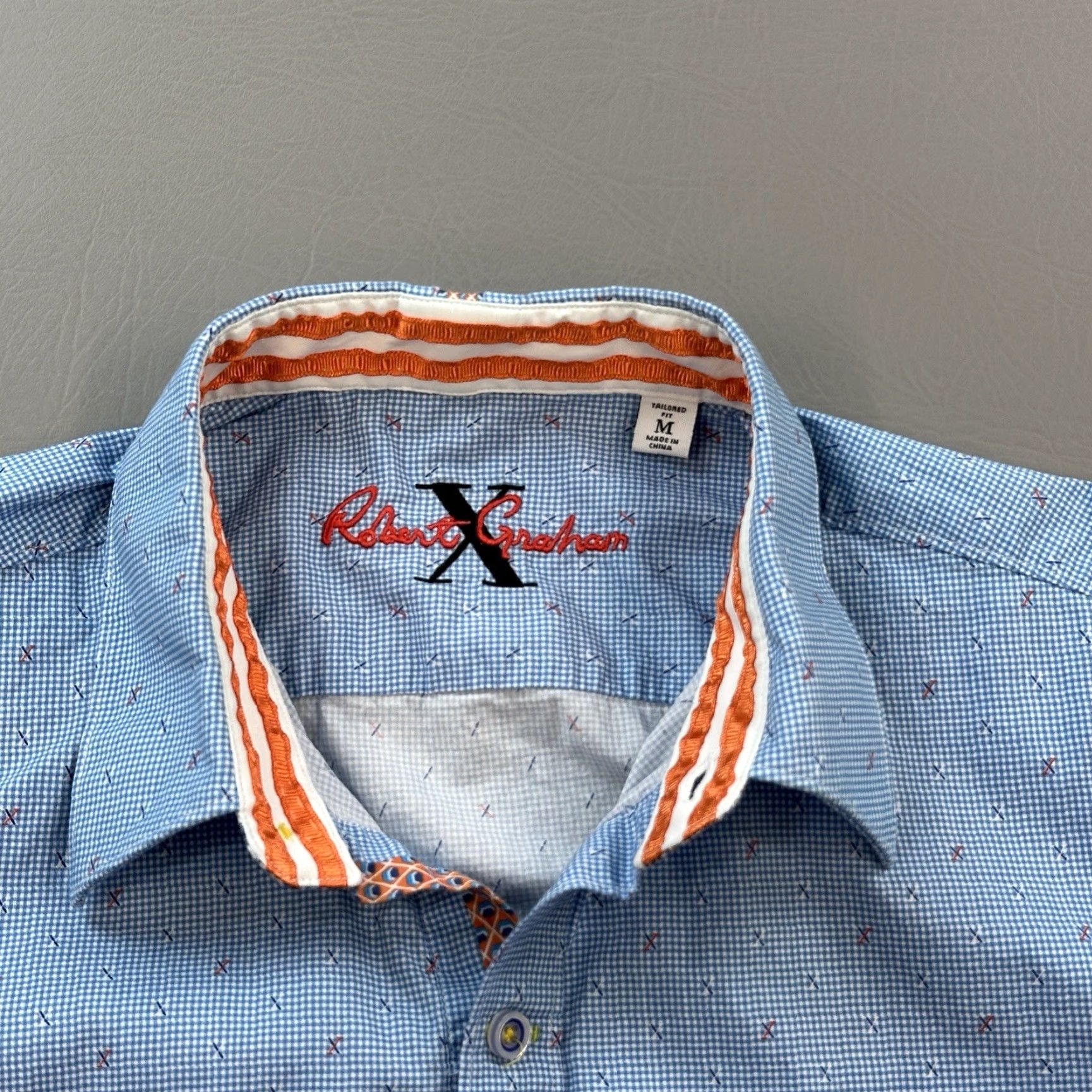 Robert Graham Robert Graham Shirt Mens Medium Blue Check Tailored Fit Long Sleeve Flip Cuff Size US M / EU 48-50 / 2 - 7 Thumbnail