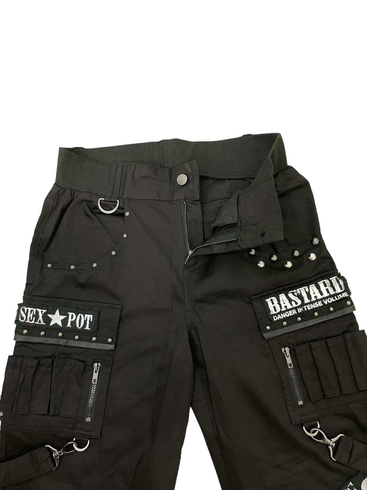 Japanese Brand Wide Leg Cargo Sex Pot Revenge Pant Punk Black Patches 6🟦5 Size US 32 / EU 48 - 10 Thumbnail