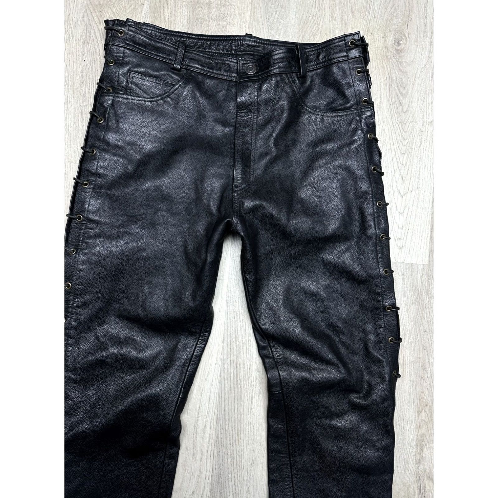 Vintage Vintage Mens Genuine Leather Pants Biker Motorcycle Size 36 Size US 36 / EU 52 - 2 Thumbnail