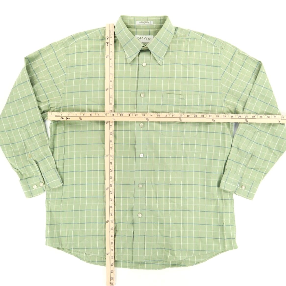 Orvis Orvis Shirt Striped Long Sleeve Button Down Green Men XL Brushed Cotton Relaxed 25in Pit to Pit 33in Length Size US XL / EU 56 / 4 - 3 Thumbnail