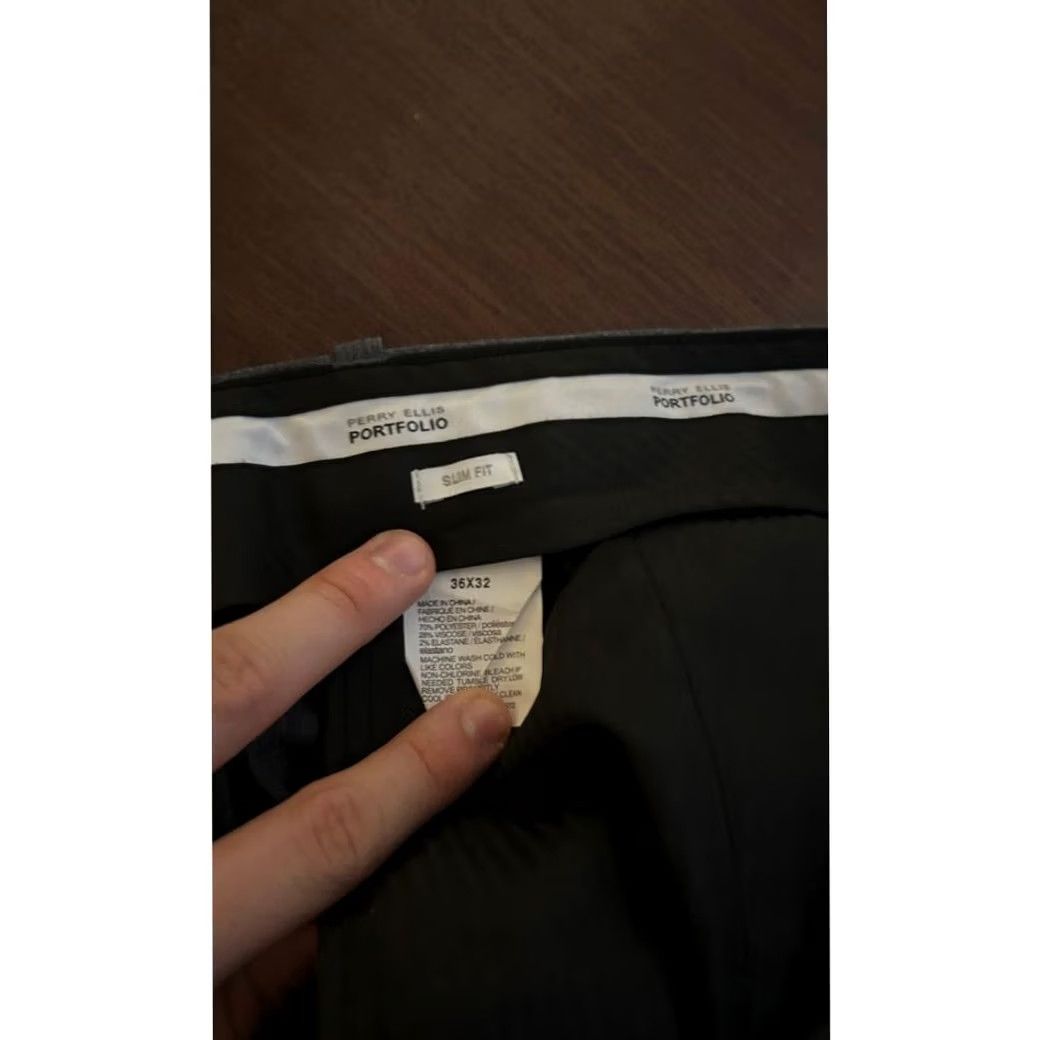 Perry Ellis Perry Ellis Portfolio Slim Fit Gray Dress Pants Business Trousers 36x32 Mens Size US 36 / EU 52 - 5 Thumbnail