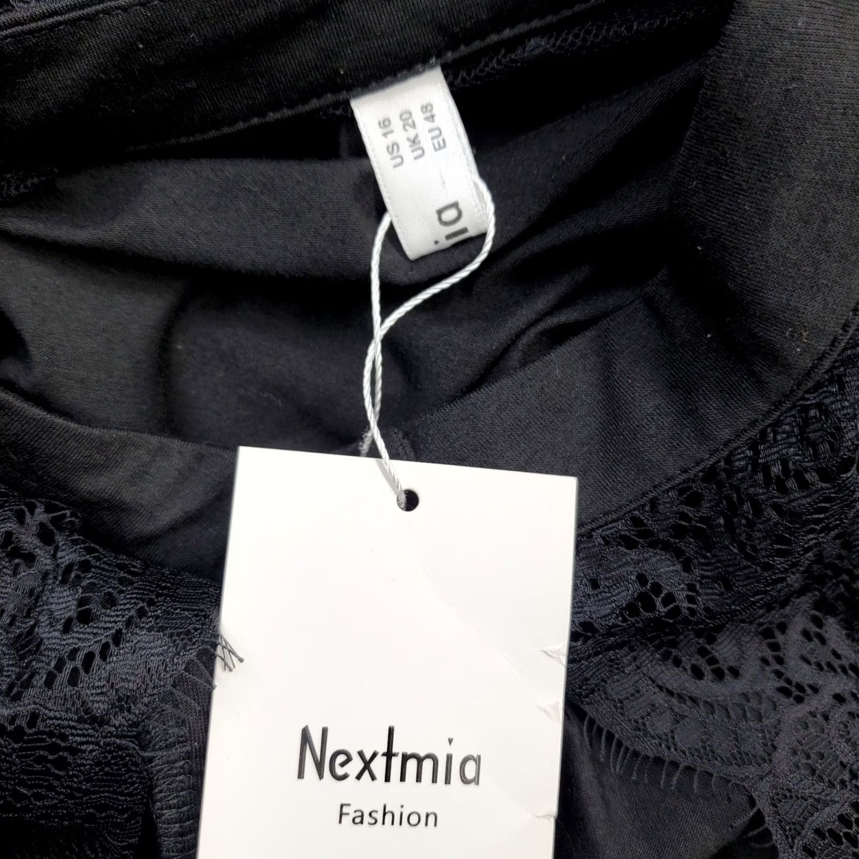 Vintage Nextmia Sheath Dress Women Size 16 Black Choker Neck Hook & Eye Front Lace Up Back Casual Sleeve Knee Length Formal Party Dress Size XXL / US 16-18 / IT 52-54 - 3 Thumbnail