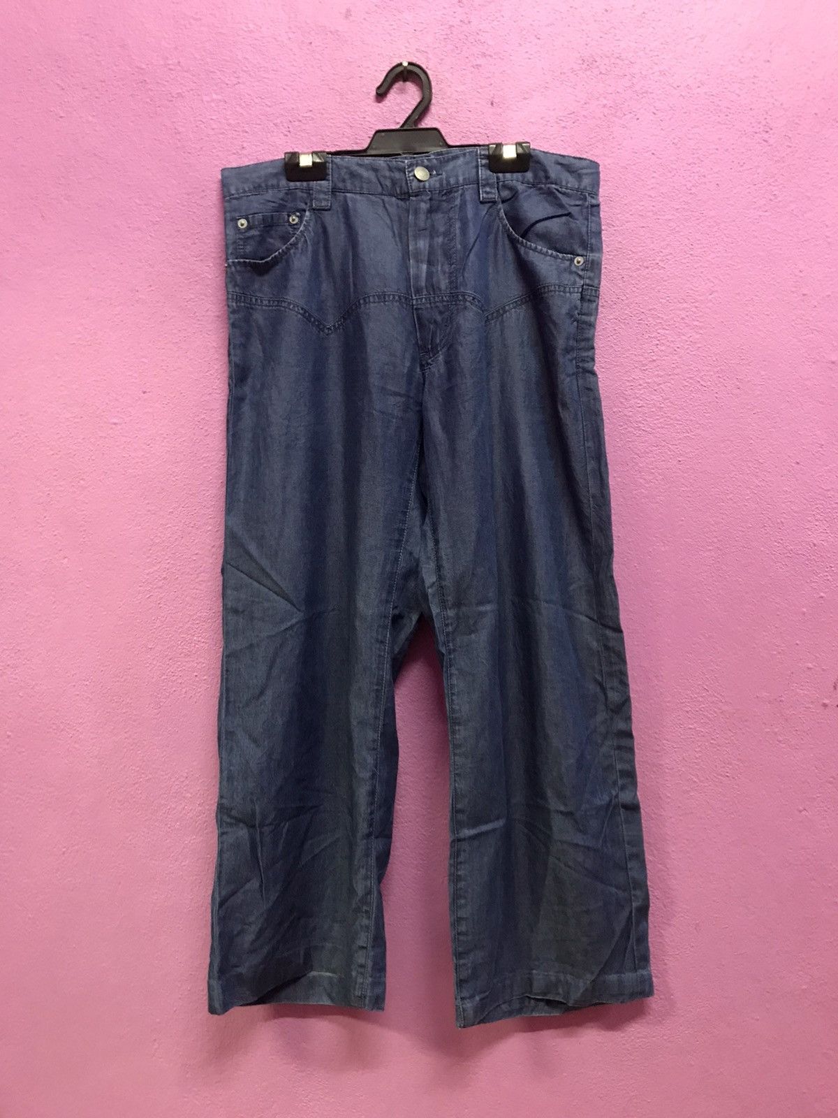 image of Sunao Kuwahara Issey Miyake Pants in Blue, Men's (Size 32)