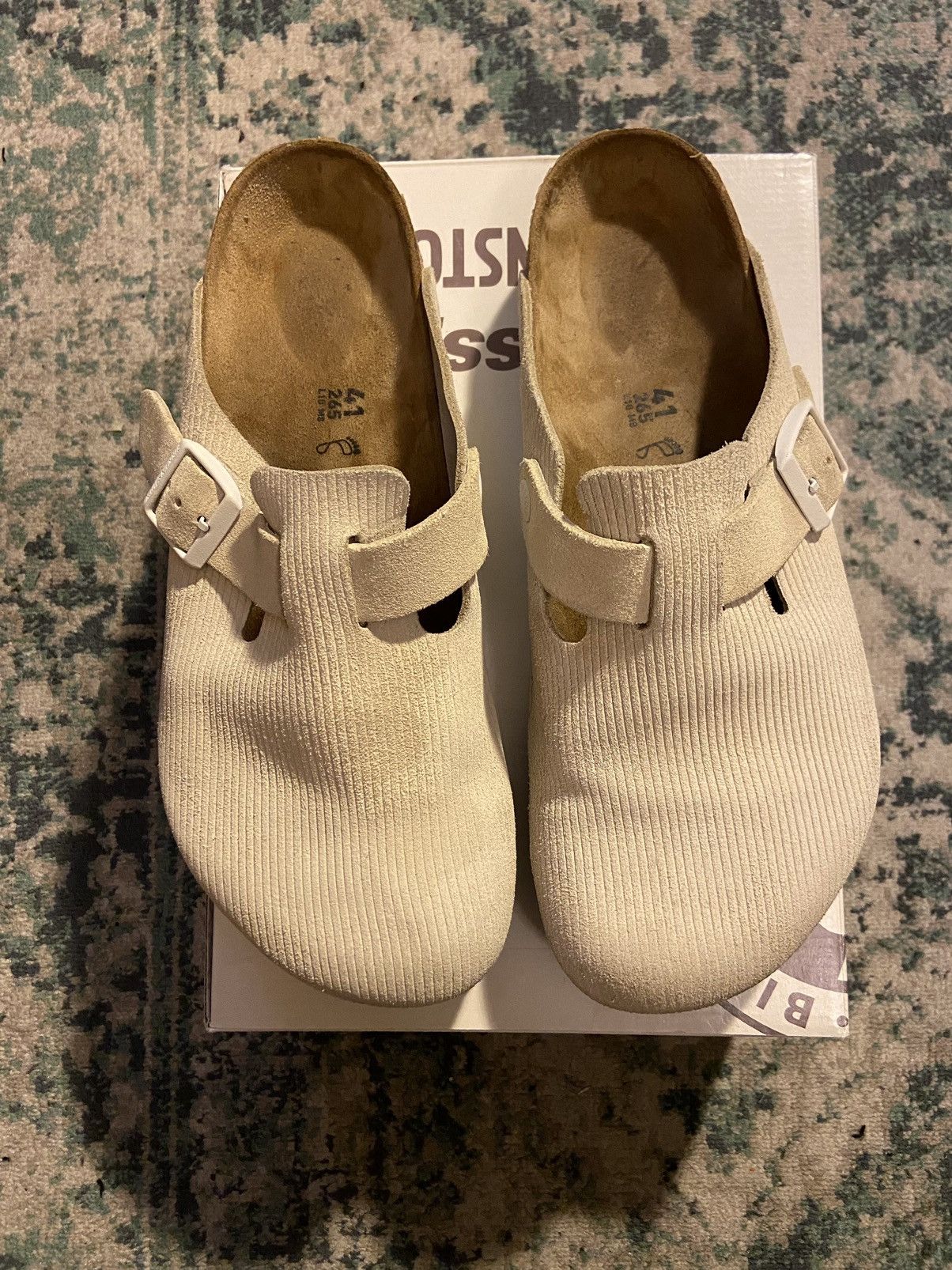 image of Birkenstock Boston X Stussy Bone Size 41 Shoes, Men's