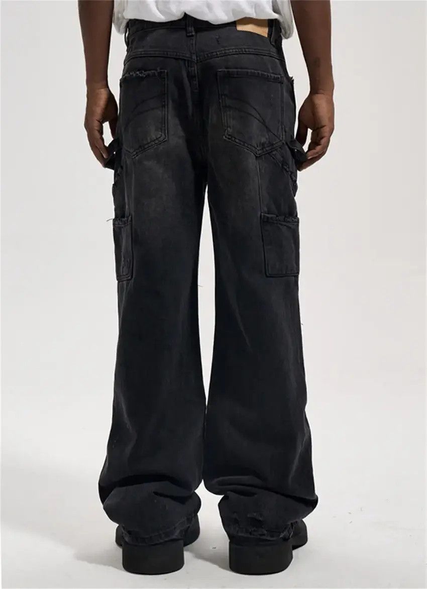 Designer × Japanese Brand Washed black distressed studded baggy jeans Size US 34 / EU 50 - 5 Thumbnail