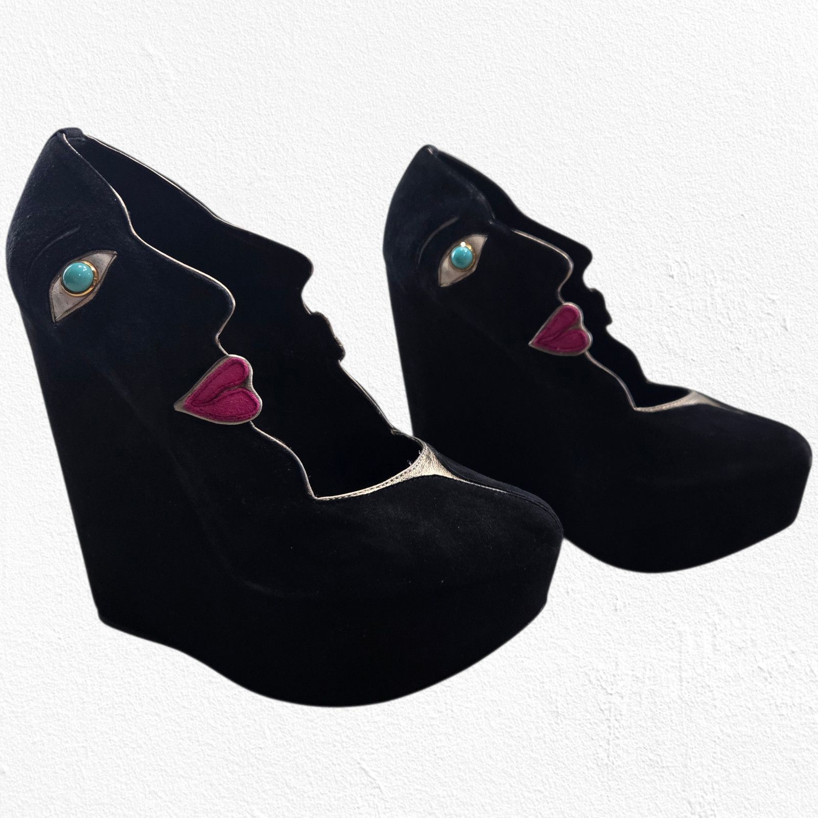 Dolce & Gabbana Dolce & Gabbana Face Wedge Platform Suede Heels EU 36.5 Size US 6.5 / IT 36.5 - 3 Thumbnail