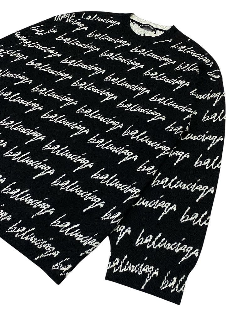 Balenciaga Balenciaga Wool Scribble Logo Sweater Size US M / EU 48-50 / 2 - 23 Thumbnail