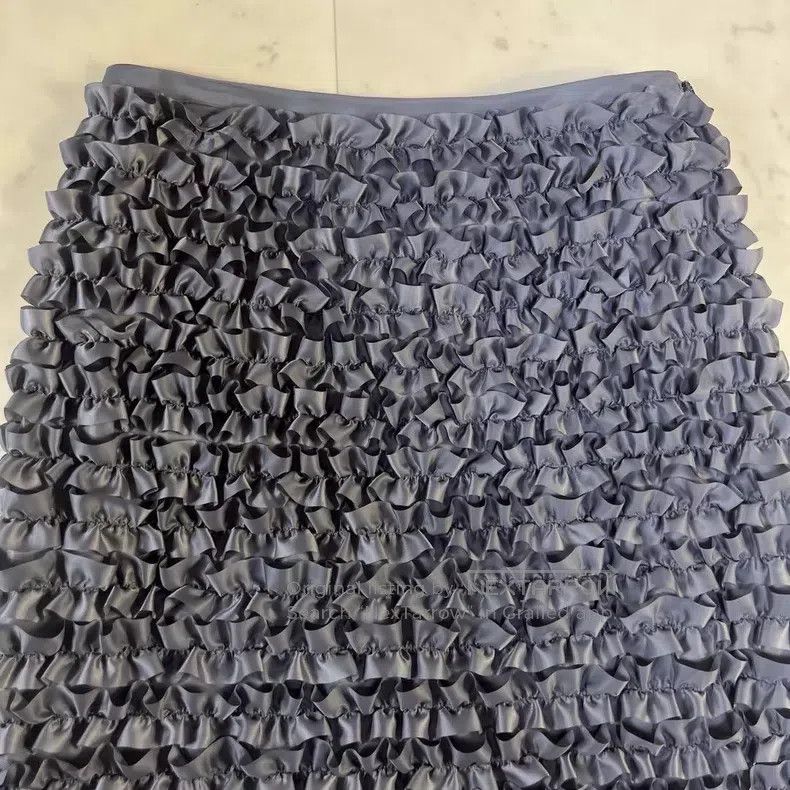 Comme des Garcons Comme des Garcons Size M Gray Blue 3D Pleated Satin Skirt Size 23" - 3 Thumbnail