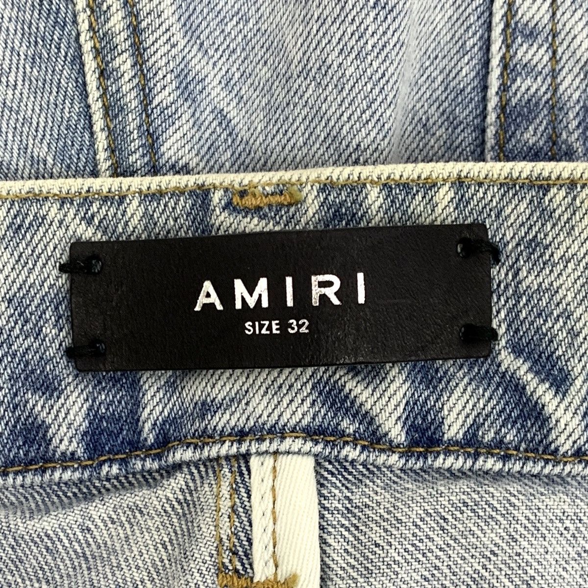 Armani Amiri Blue Distressed Splash Ink Print Denim Pants K26WX Size 24" / US 00 / IT 34 - 6 Thumbnail