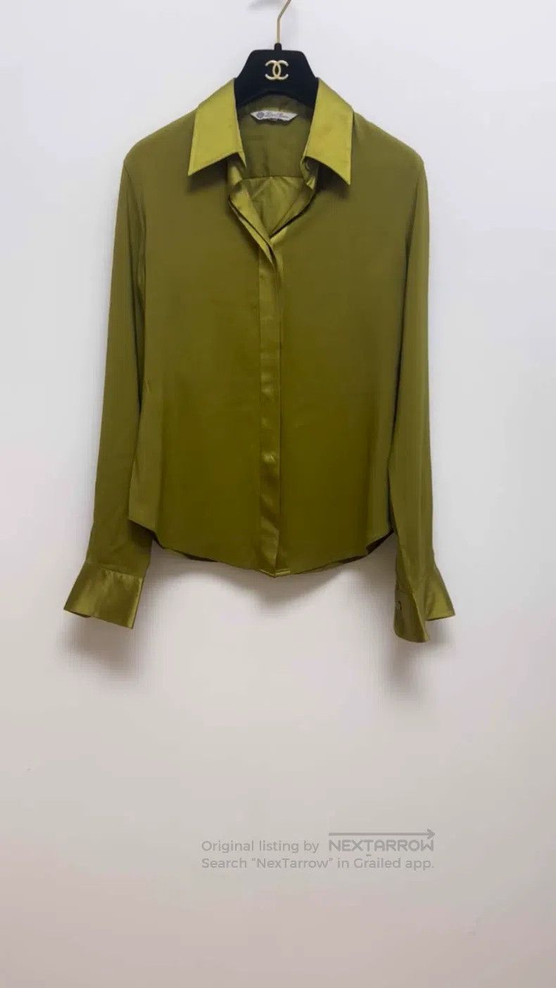 Loro Piana Loro Piana Mustard Green Silk Shirt Size S / US 4 / IT 40 - 1 Thumbnail