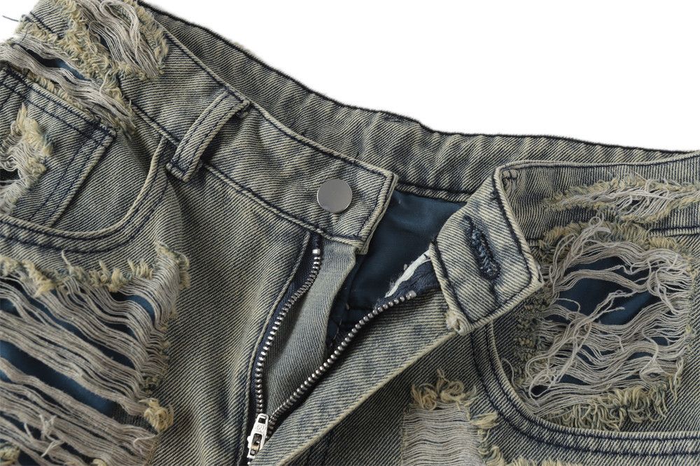 Japanese Brand × Jean Distressed men's washed punk heavy-duty ripped jeans Size US 32 / EU 48 - 4 Thumbnail