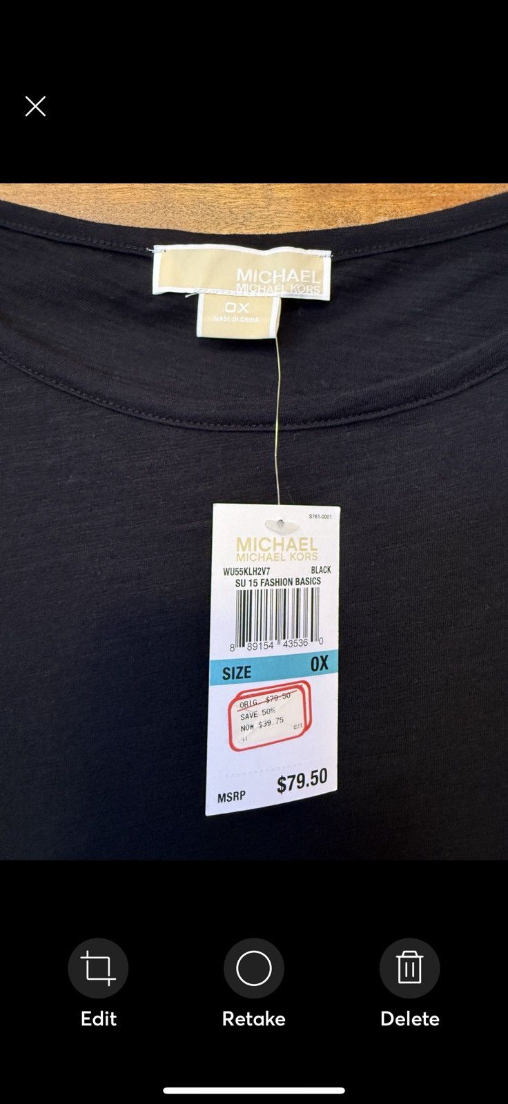 Michael Kors Michael Michael Kors Women Lot of 2 Black Tops New w Tags Size ONE SIZE - 17 Thumbnail