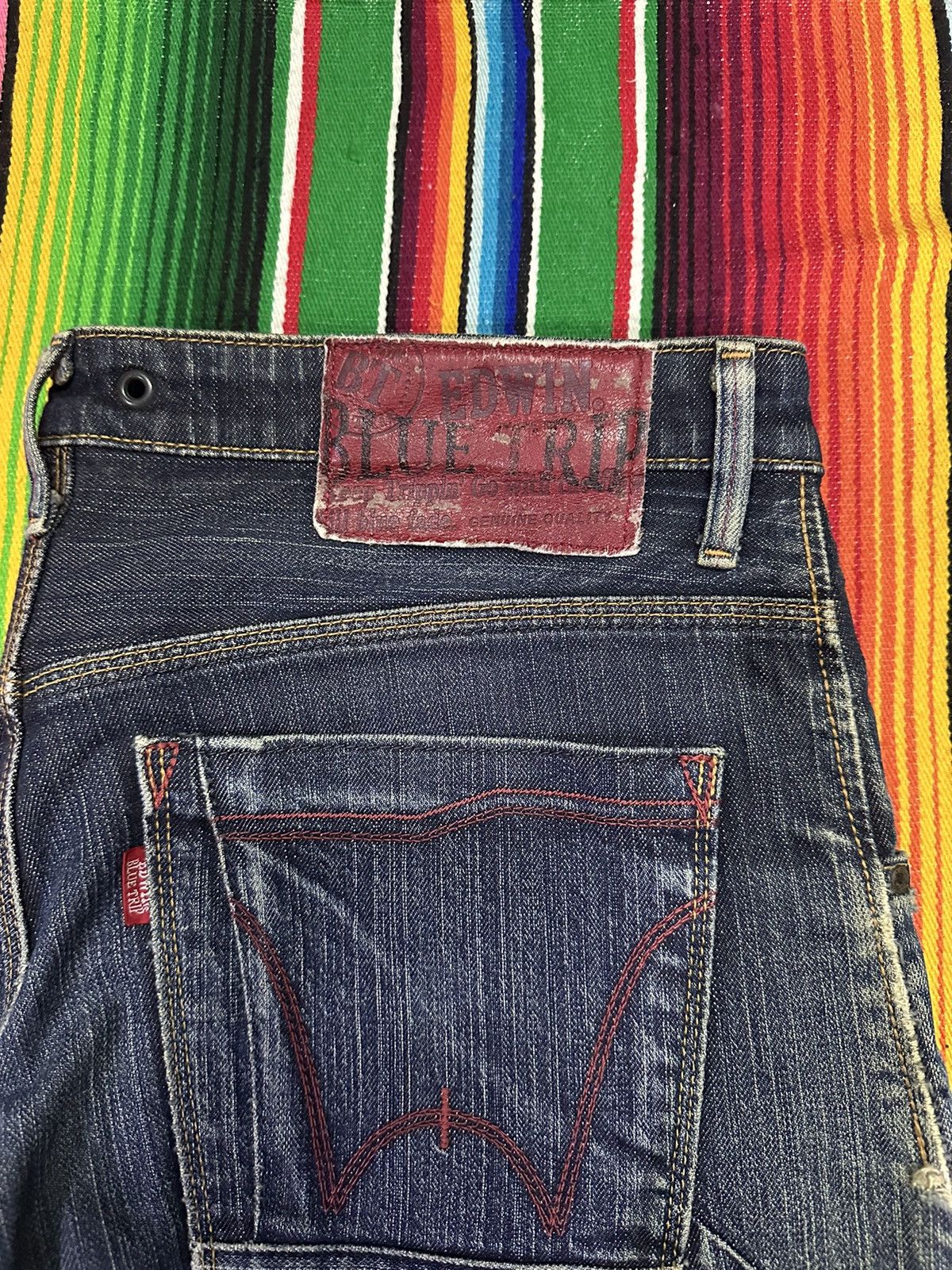 Edwin 💥 Edwin Twist Leg 💥Denim Edwin blue trip with flare design 💥 Size US 34 / EU 50 - 5 Thumbnail