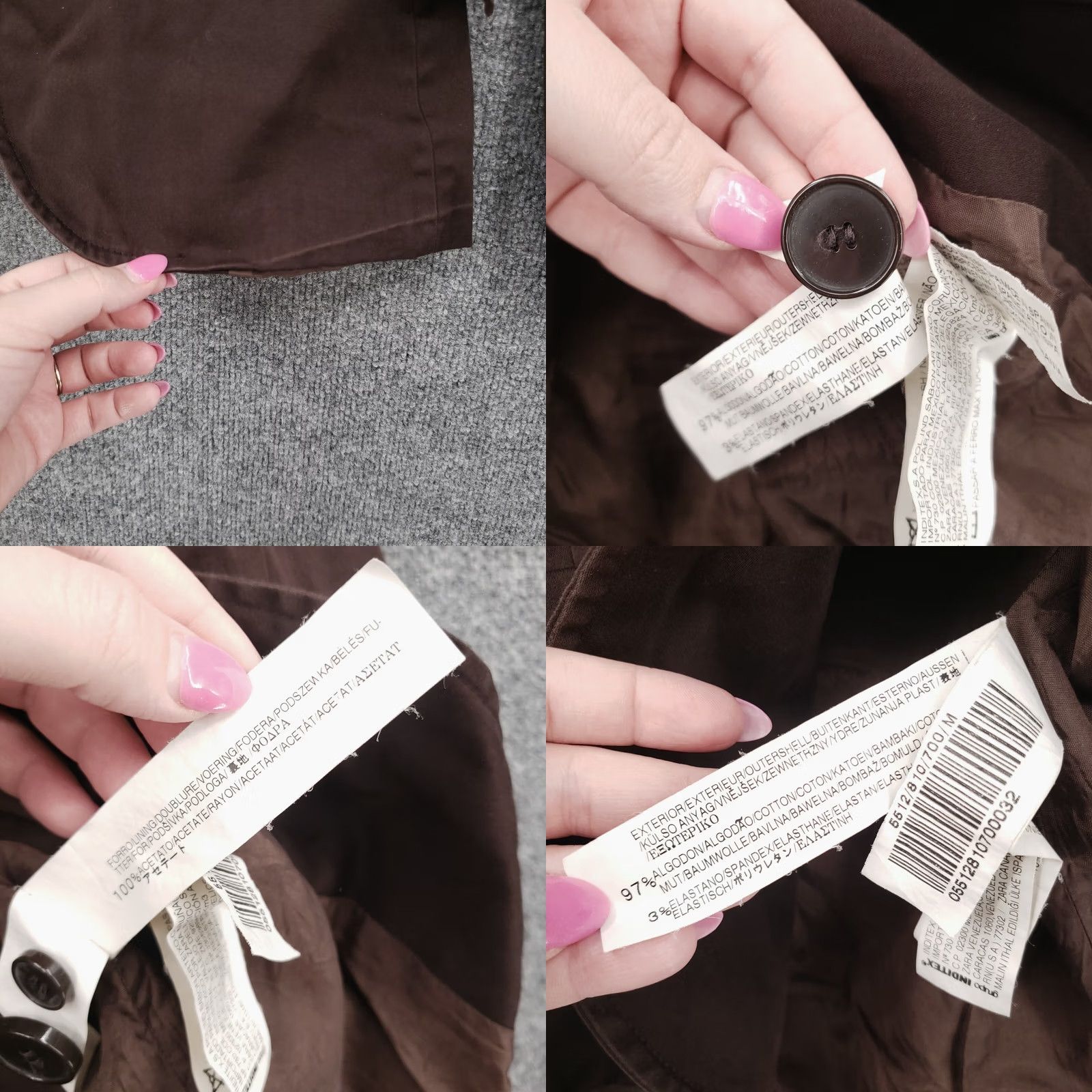 Zara Zara Blazer Jacket Womens Regular One-Button Notch Brown Solid Stretch Lined Wool Cotton Blend Spandex Casual Workwear Medium Size M / US 6-8 / IT 42-44 - 8 Thumbnail