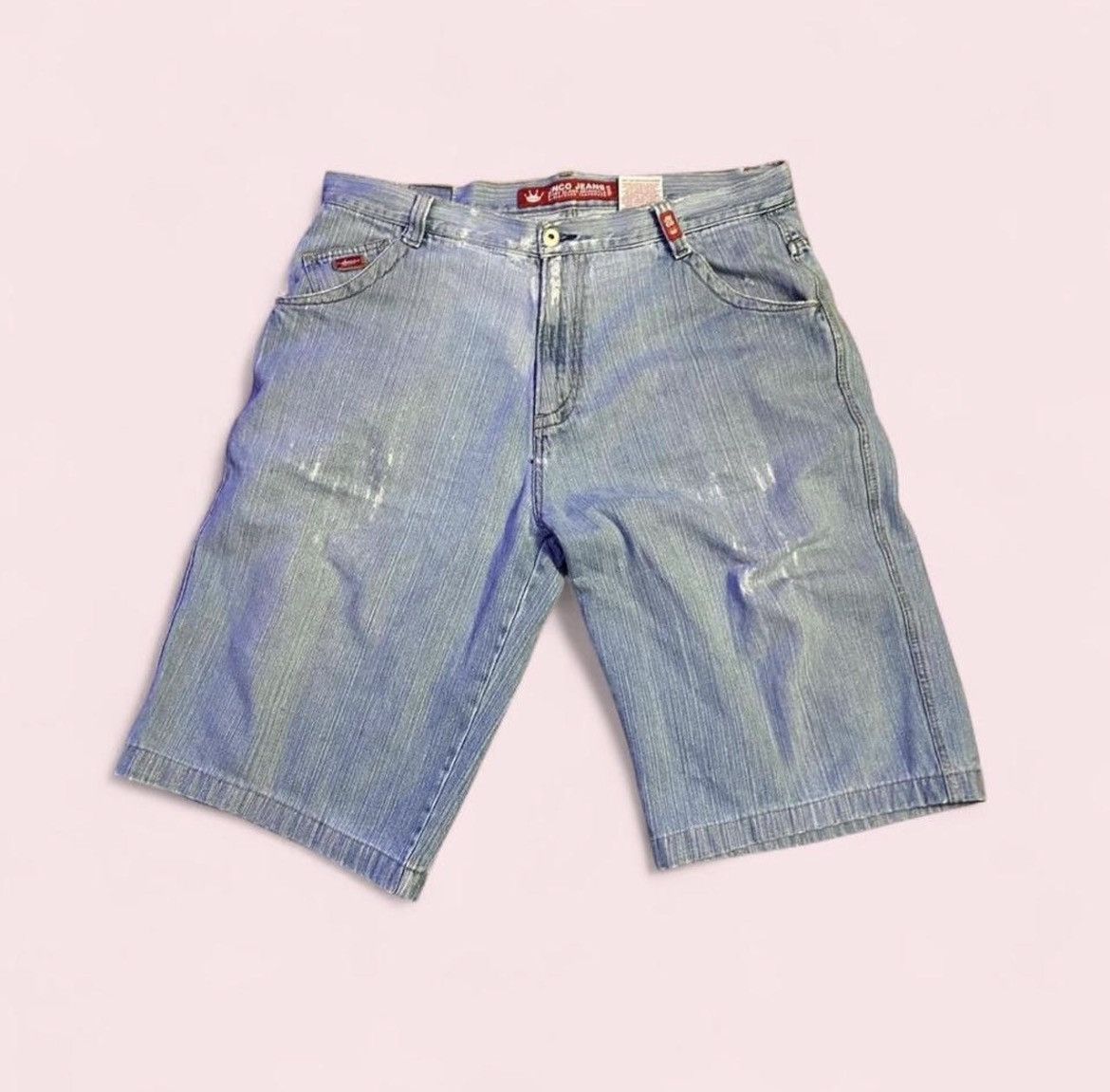 JNCO Vintage JNCO Crown Logo Denim Jorts – Wash Distressed Shorts Size US 38 / EU 54 - 3 Thumbnail