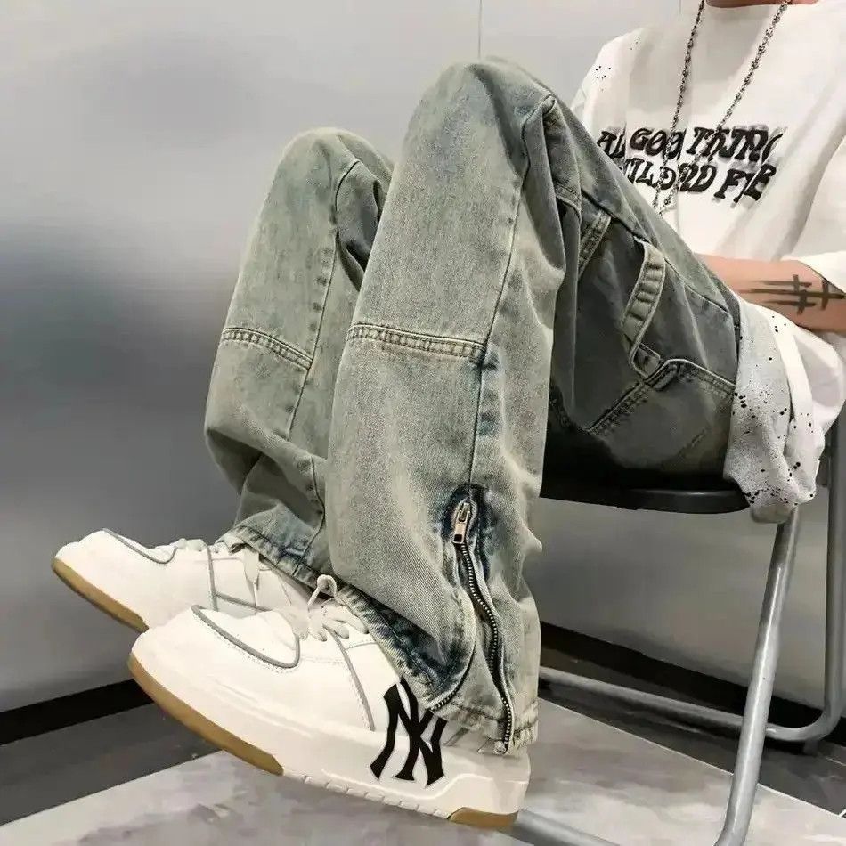 Japanese Brand Y2K Fashion Ankle Zipper Baggy Cargo Jeans Size US 32 / EU 48 - 3 Thumbnail
