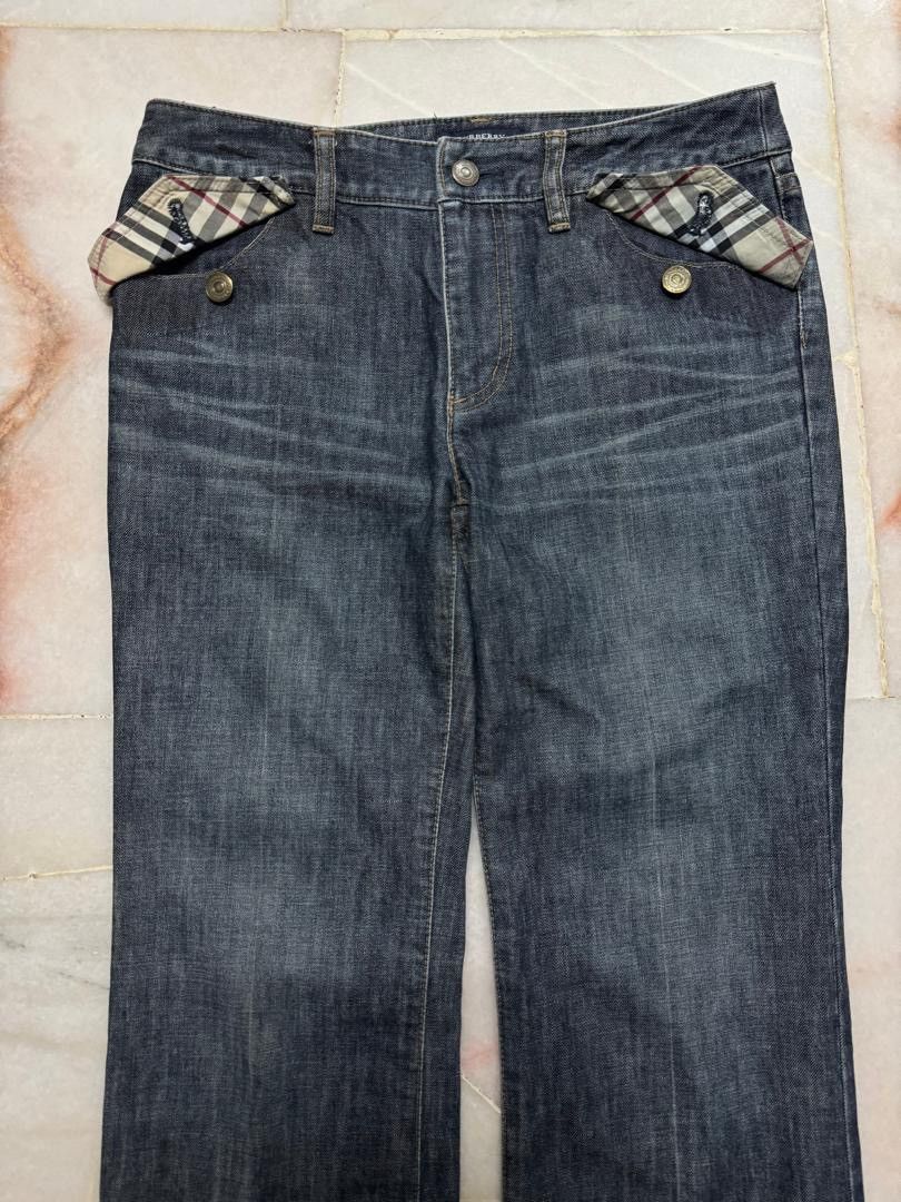 Burberry 💥FLARE💥BURBERY LONDON STONE WASHED DARK JEANS BAGGY FLARE Size US 27 - 2 Thumbnail
