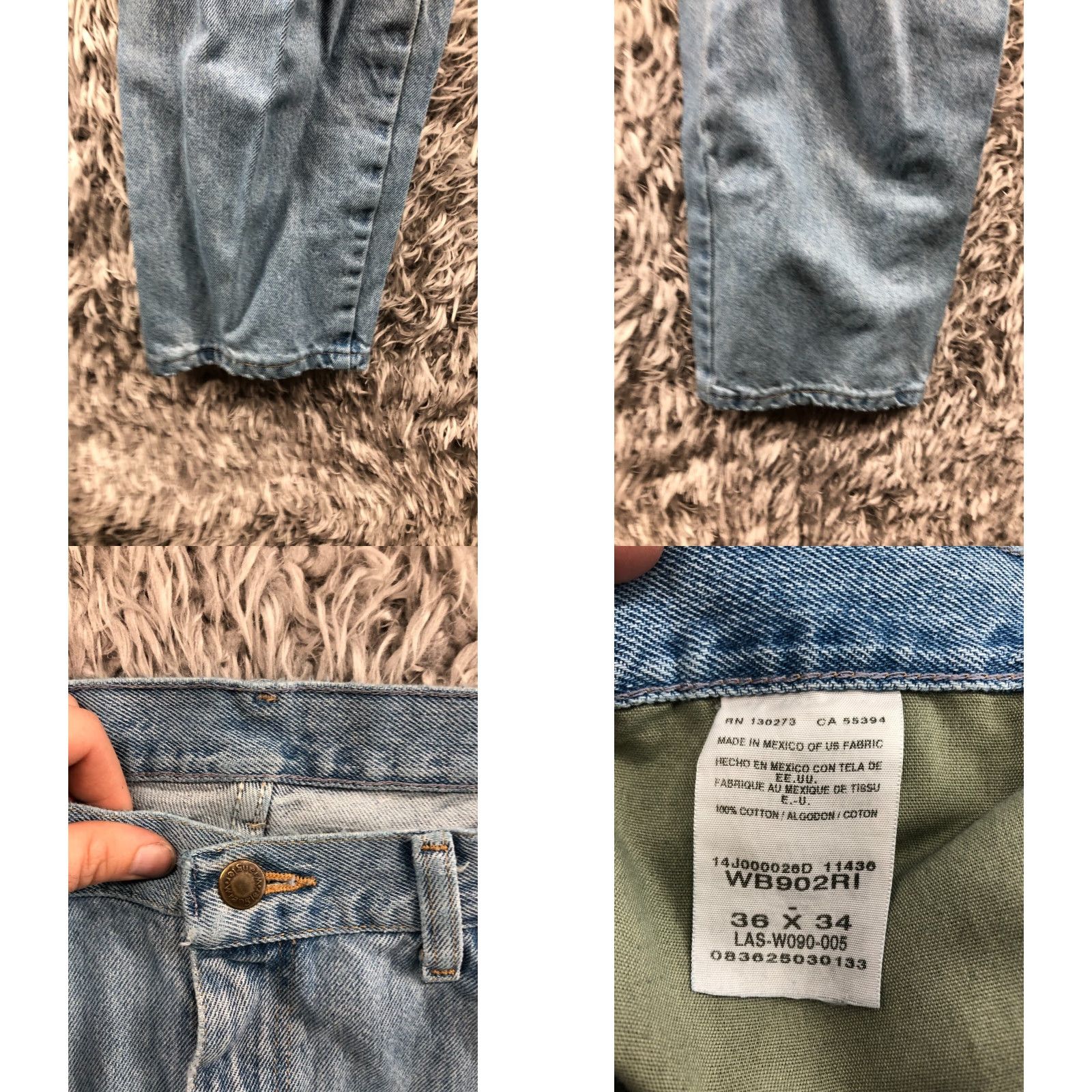 Wrangler Wrangler Blues Straight Jeans 36x34 Mens Medium Wash Blue Regular Fit Belt Loops 5-Pocket Denim Cotton Blend Mid Rise Jeans Size US 36 / EU 52 - 8 Thumbnail