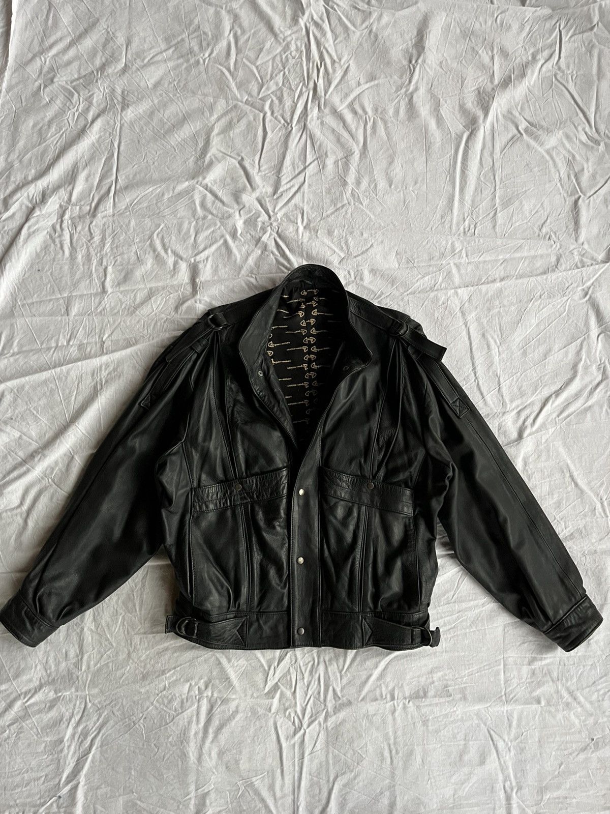 Japanese Brand Vintage Black Leather Batwing Jacket 90s Statement Size US M / EU 48-50 / 2 - 5 Thumbnail