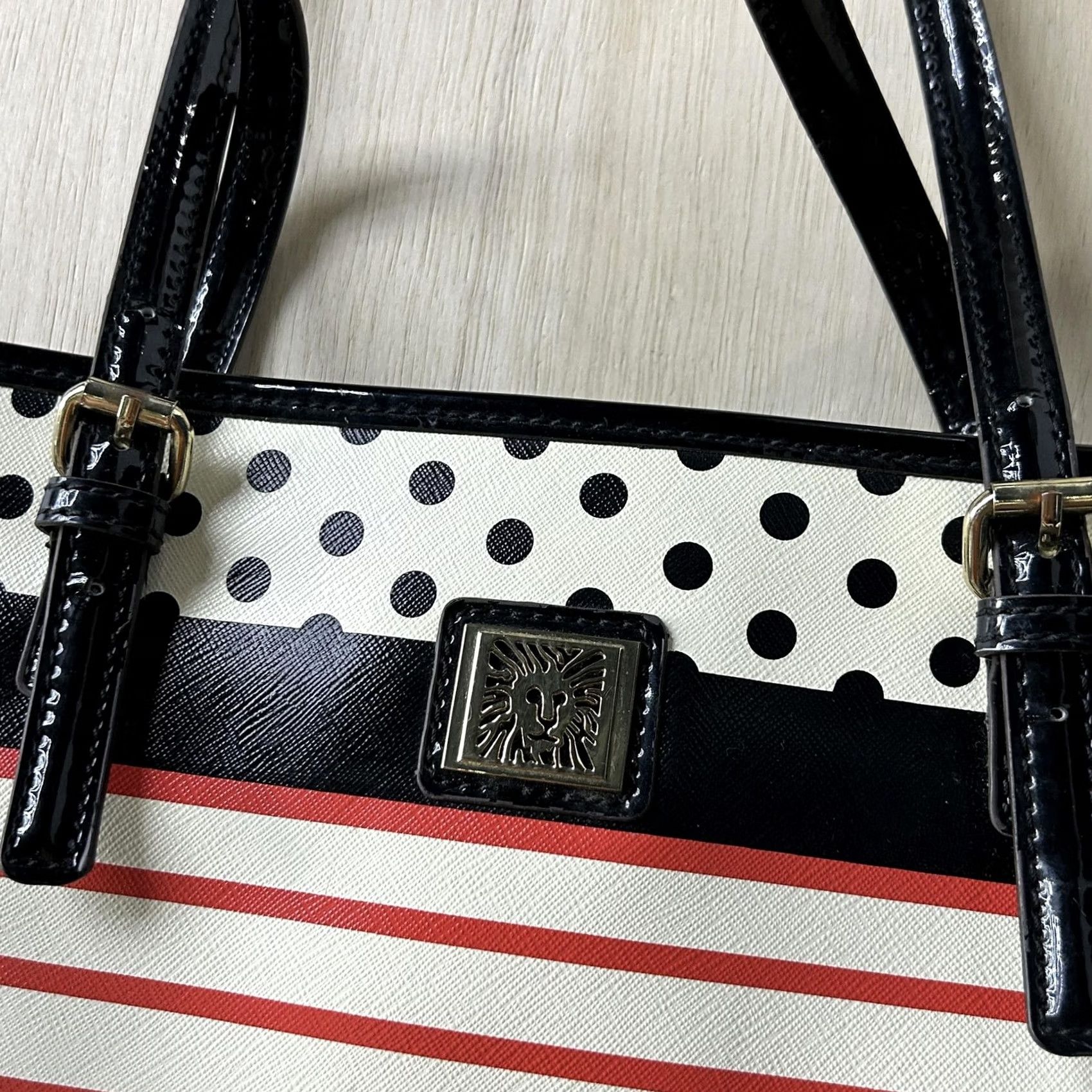 Anne Klein Anne Klein Bag Womens Medium Tote Multicolor Faux Leather Stripe Dot Pattern Size ONE SIZE - 2 Thumbnail
