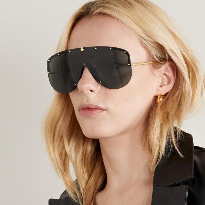 Gucci Gucci GG0667S 001 Sunglasses Gold Shield Frame, Grey Lenses Size ONE SIZE - 2 Thumbnail