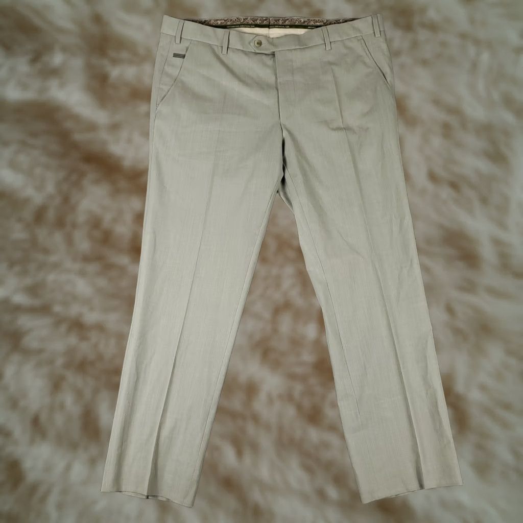 Vintage Meyer Pants Mens 39x30 Gray Dress Slacks Flat Front Chino Trousers Size US 39 - 1 Thumbnail
