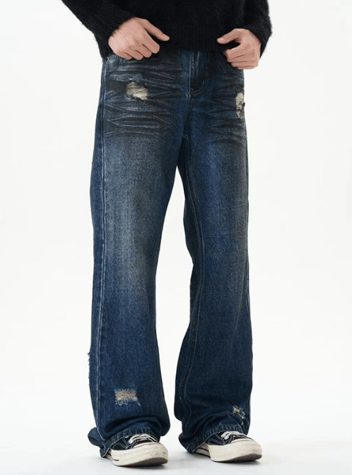 Japanese Brand High street retro distressed American dirty dyed jeans Size US 32 / EU 48 - 2 Thumbnail