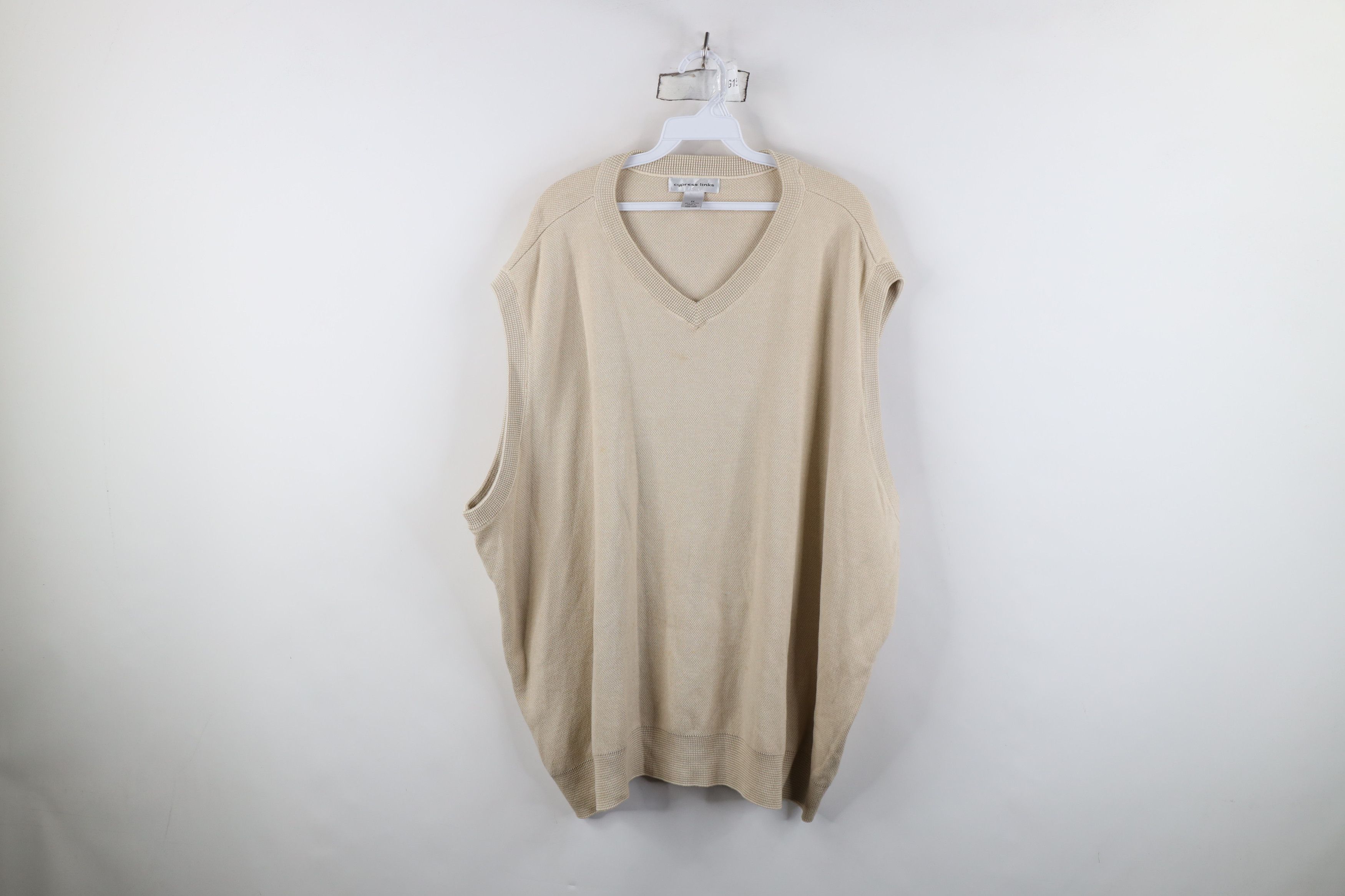 Vintage Vintage 90s Streetwear Thermal Knit Sweater Vest Beige Size US XXL / EU 58 / 5 - 1 Thumbnail