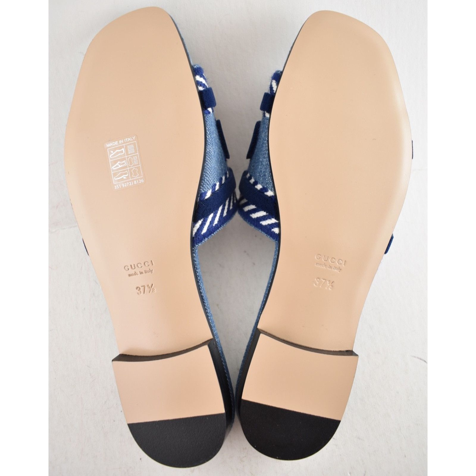 Gucci Gucci Jane Light Blue Denim Velvet Logo Mule Sandal 37.5 Size US 7.5 / IT 37.5 - 17 Thumbnail