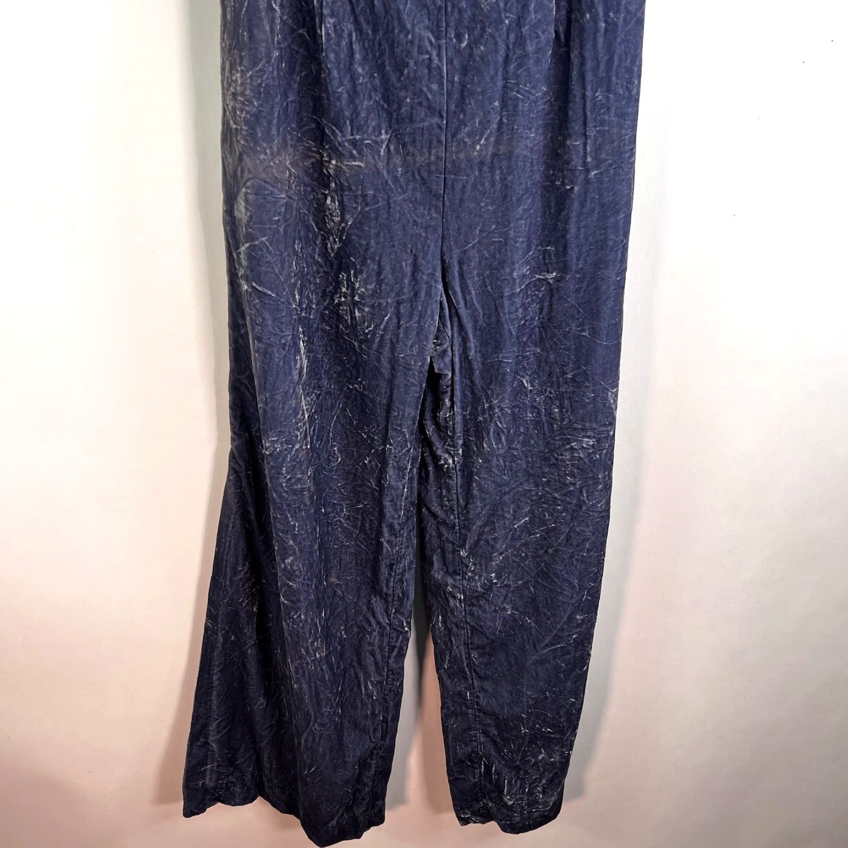 Anthropologie Anthropologie The Femme Velvet Jumpsuit Women Size 2 Blue Halter Sleeveless Wide-Leg Floral Belted Zip - Womens Size 26" / US 2 / IT 38 - 4 Thumbnail