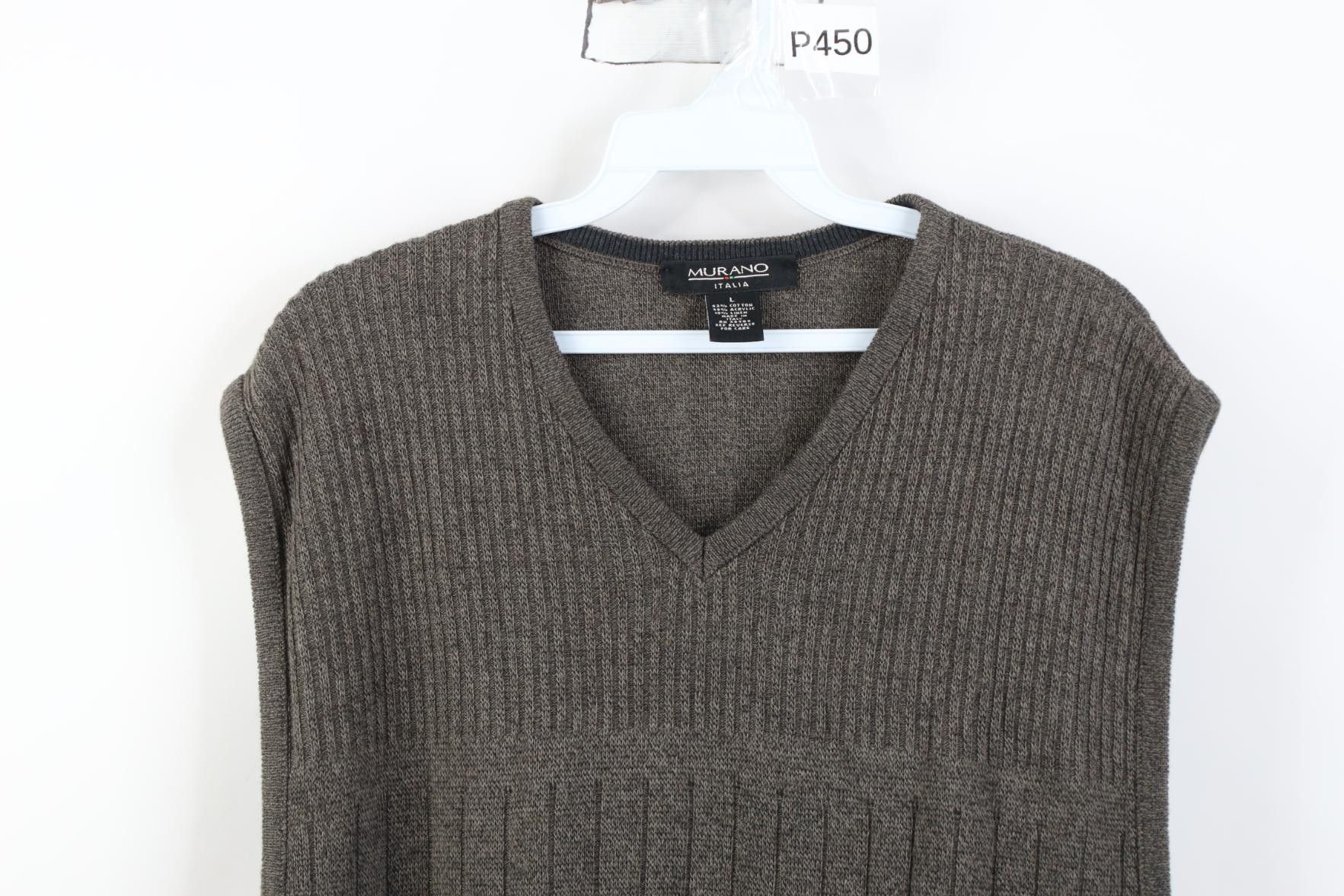 Vintage Vintage 90s Streetwear Linen Blend Ribbed Knit Sweater Vest Size US L / EU 52-54 / 3 - 2 Thumbnail