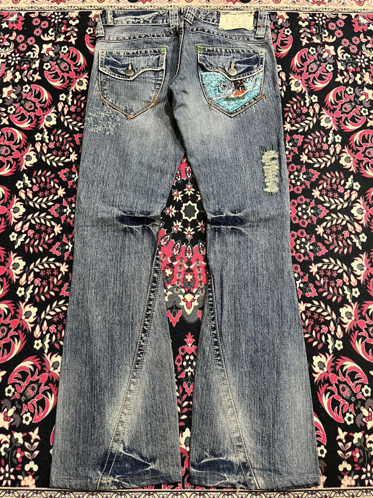 If Six Was Nine C Seventeen Cedi Sept Embroidery Pocket Distress Flare Jean Size 29" - 2 Thumbnail