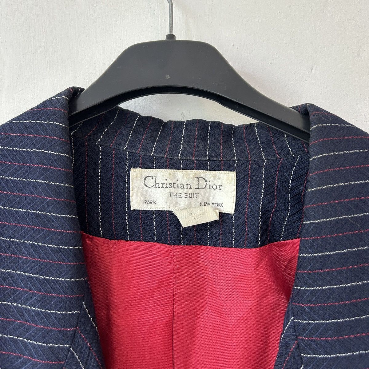 Dior 70s Silk Christian Dior blazer navy striped Size XL / US 12-14 / IT 48-50 - 3 Thumbnail