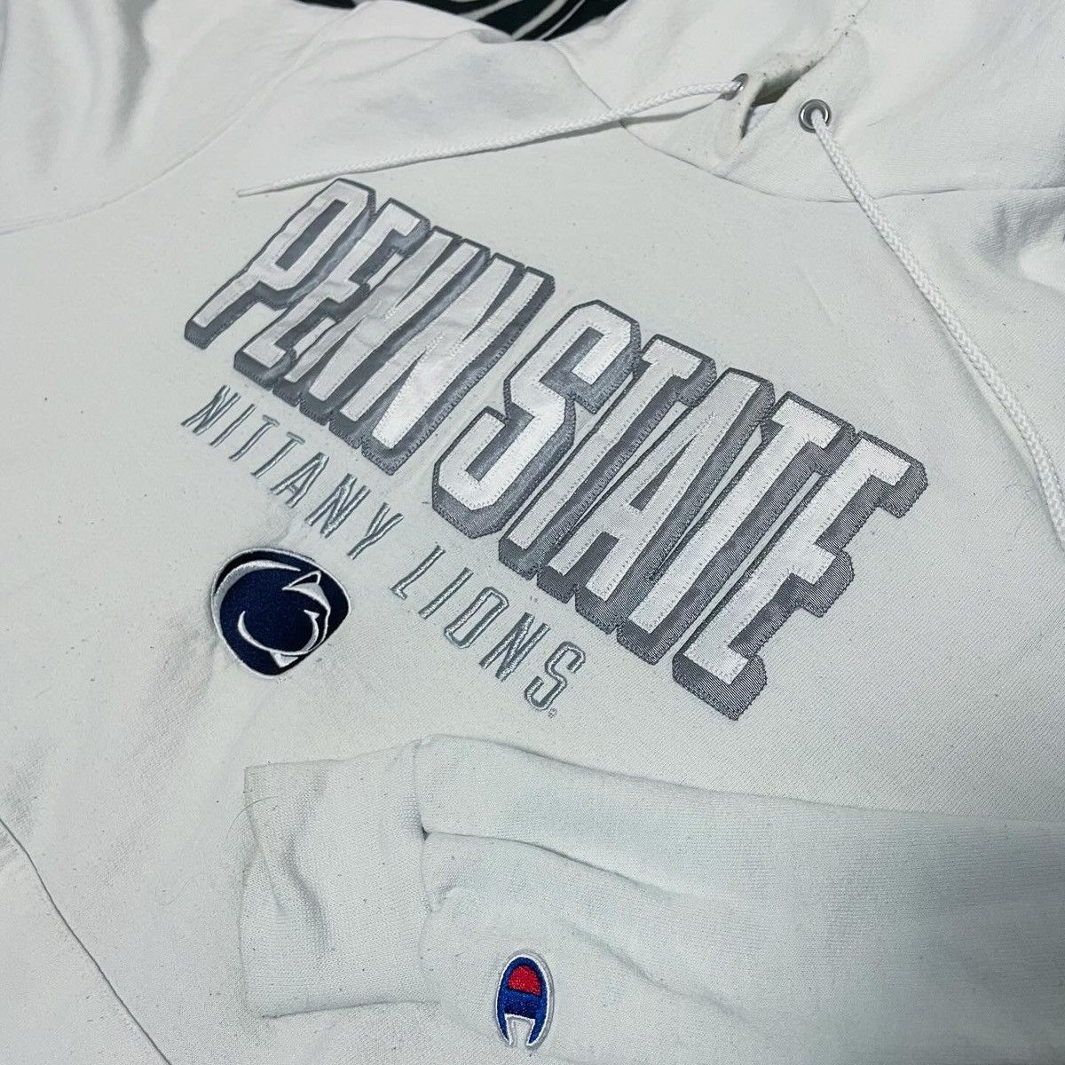 Champion × Vintage Vintage 00s Champion Penn State Hoodie University White Size US L / EU 52-54 / 3 - 4 Thumbnail