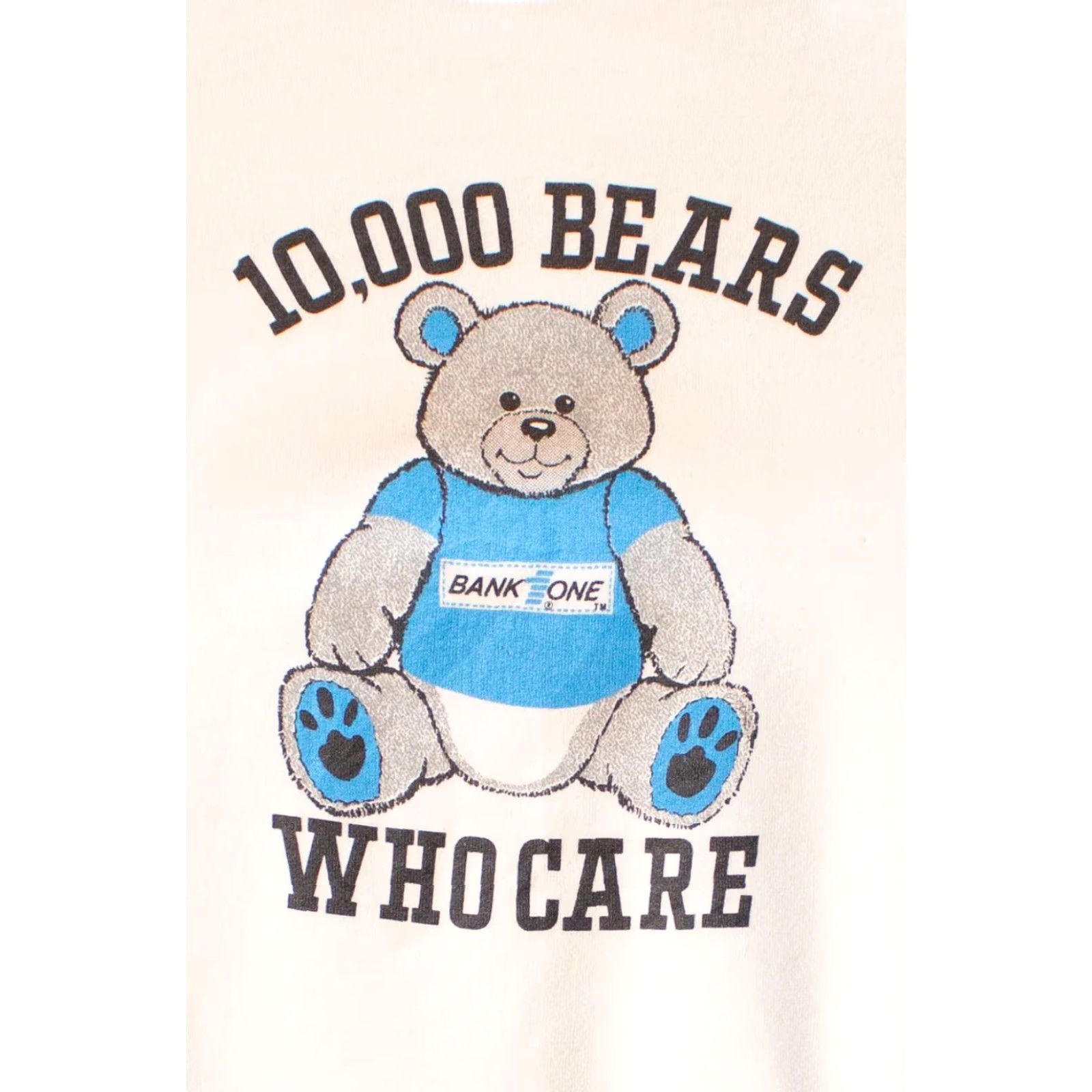 Jerzees Vintage Jerzees Sweatshirt 10,000 Bears Who Care 1980s X-Large White Mens Size US XL / EU 56 / 4 - 2 Thumbnail