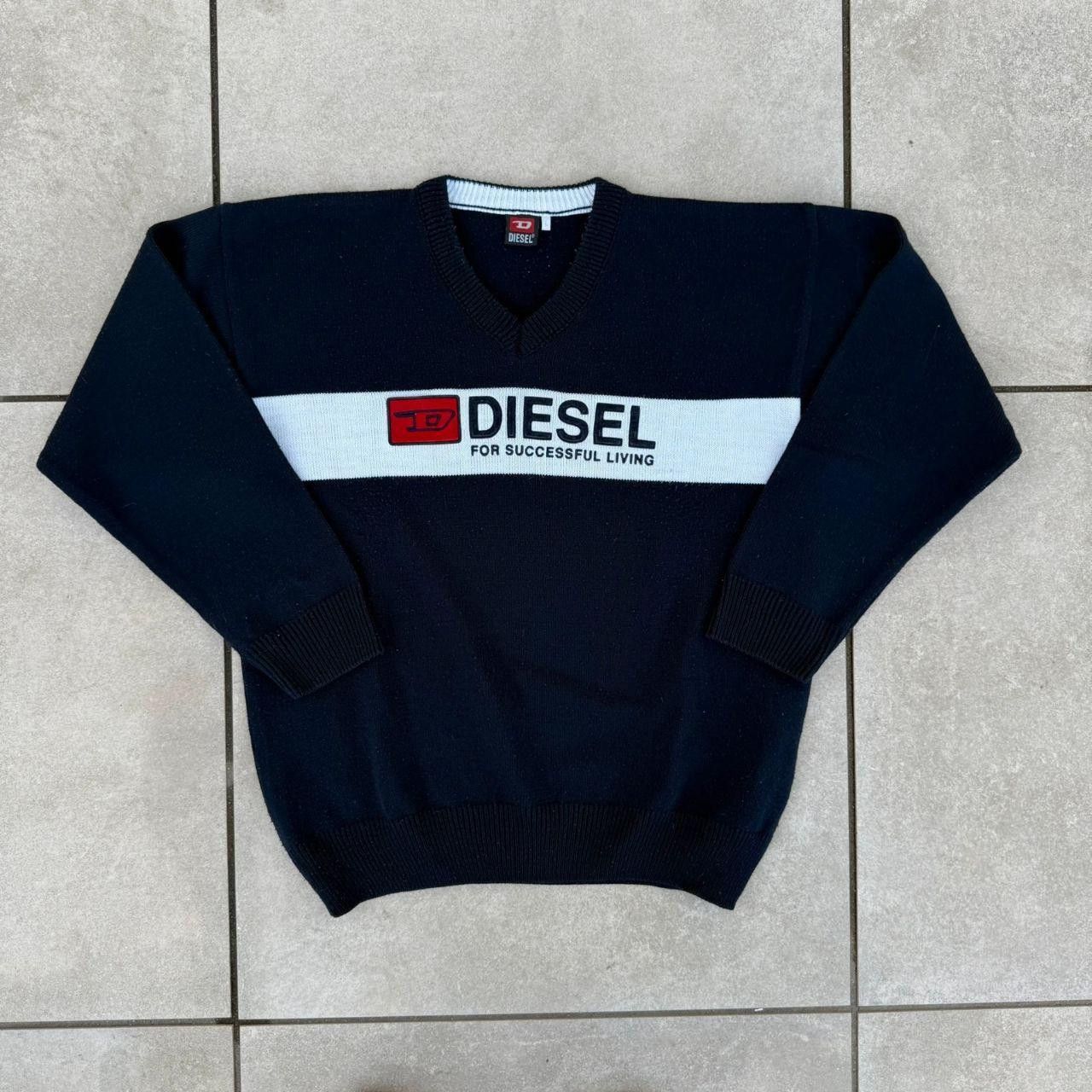 Diesel Diesel Vintage V neck Sweater Jumper Navy Size US L / EU 52-54 / 3 - 1 Thumbnail